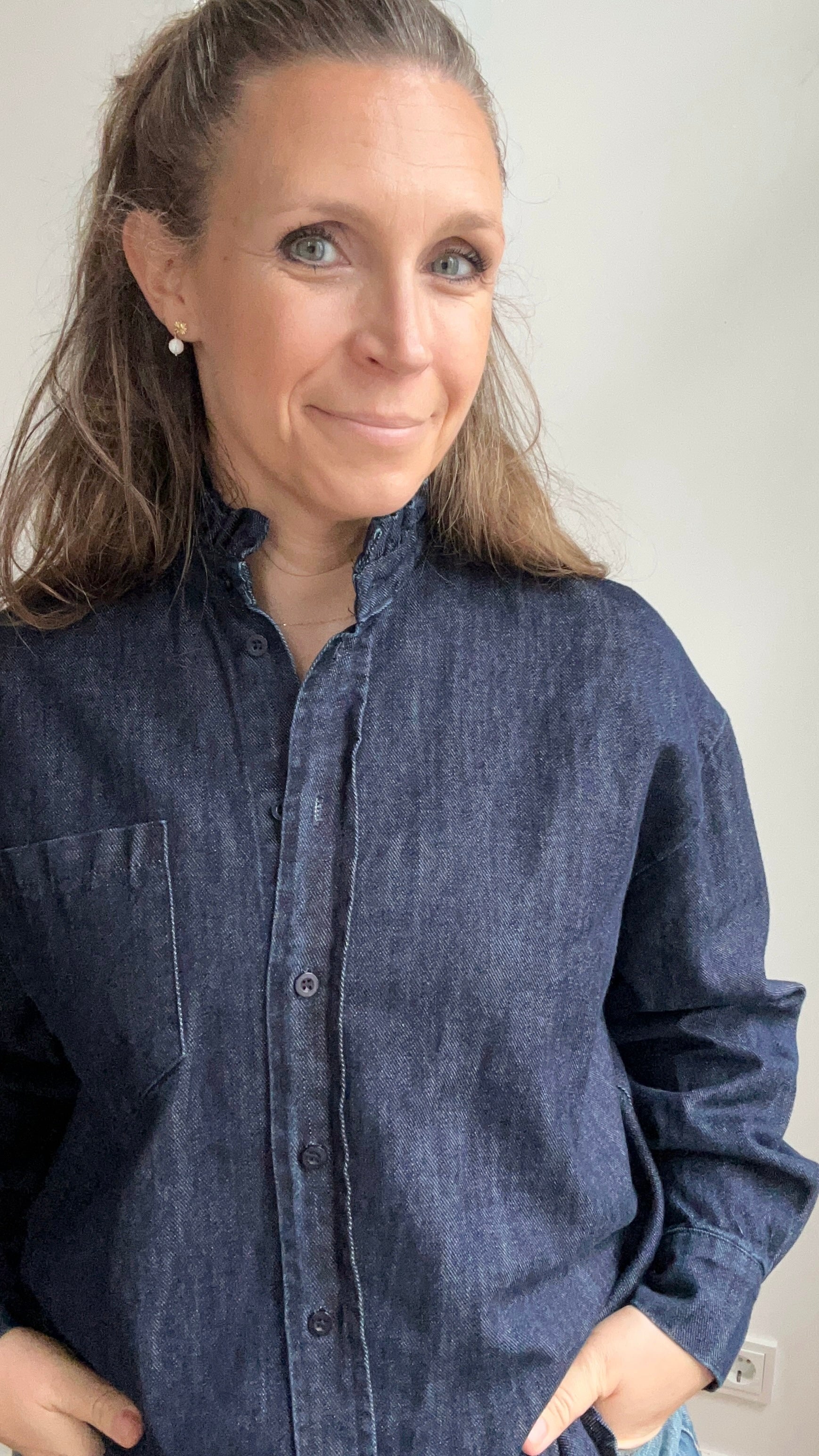 Jeansbluse - dark denim