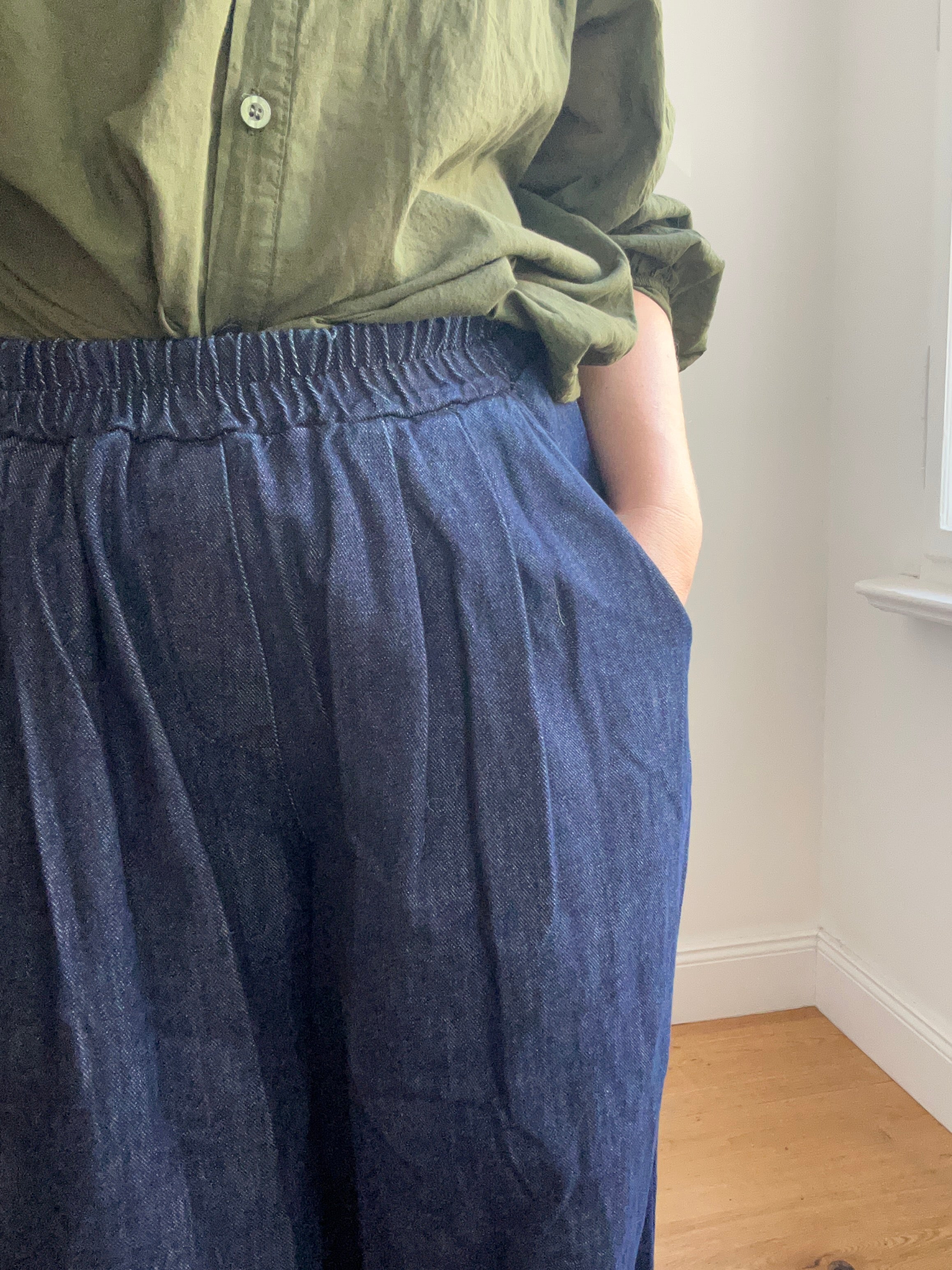 Warme Culotte Palazzo-Hose - Dark Denim