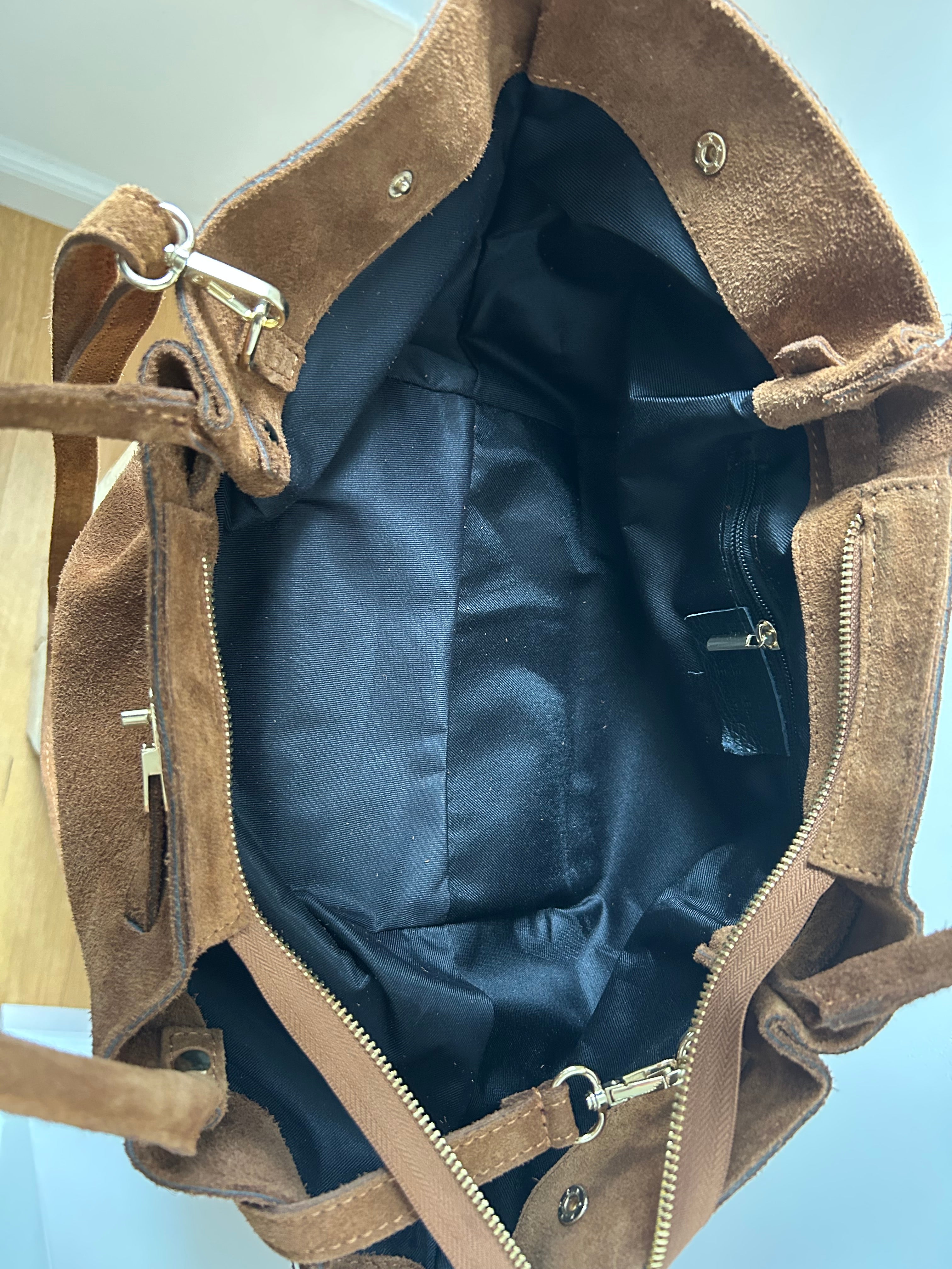 große Handtasche aus Wildleder - camel