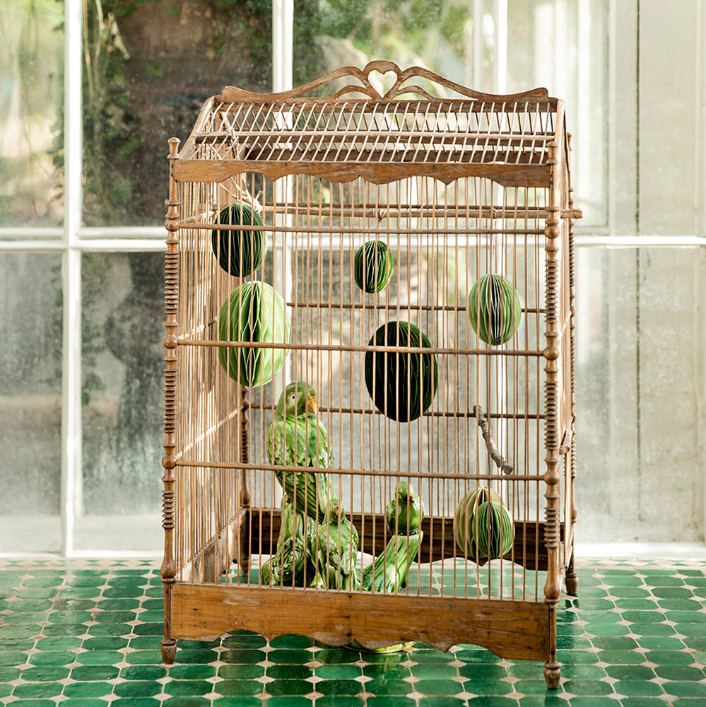 Anhänger Papier-Ei Swirl - grün M 2er Set