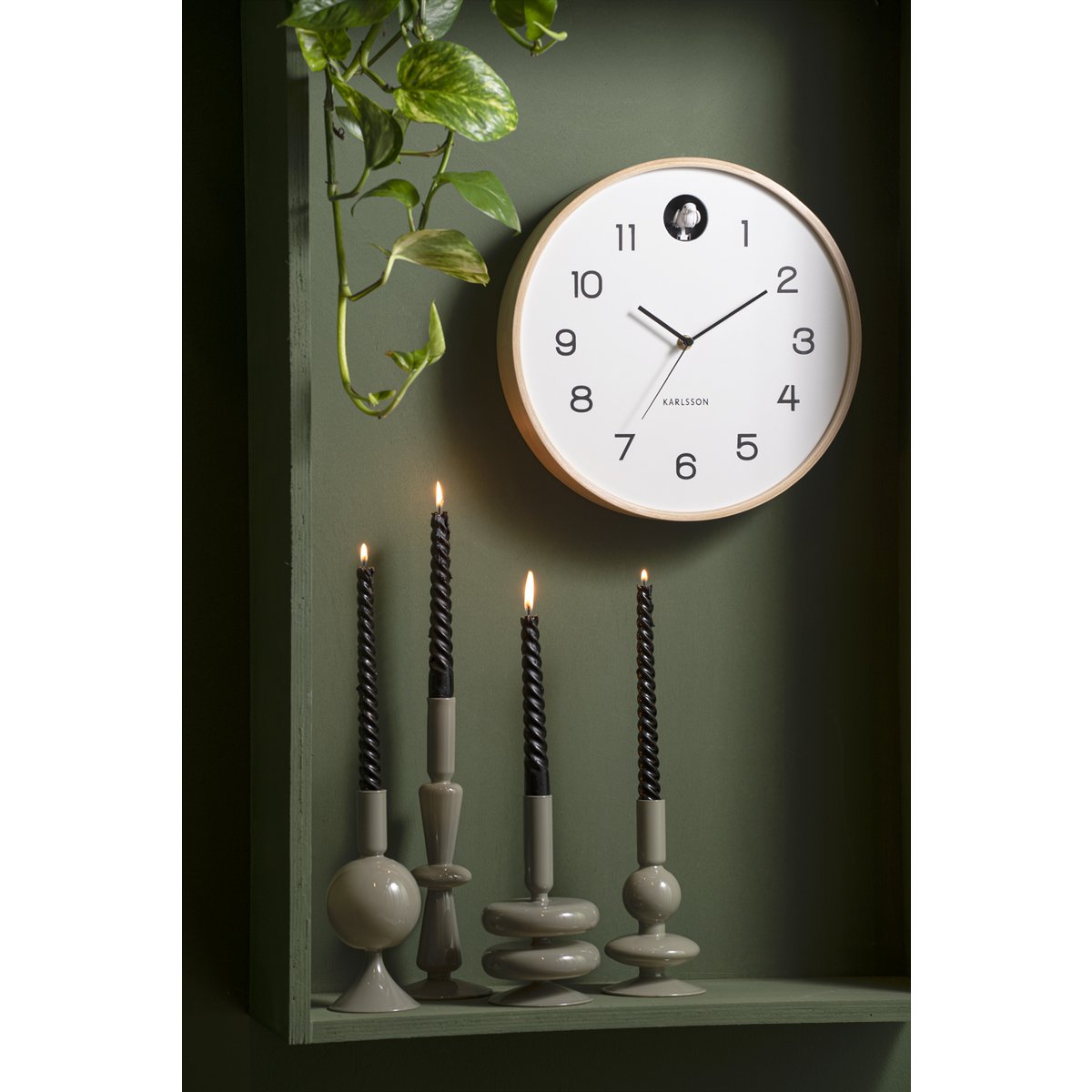 Wanduhr Natur Kuckuck - Weiß