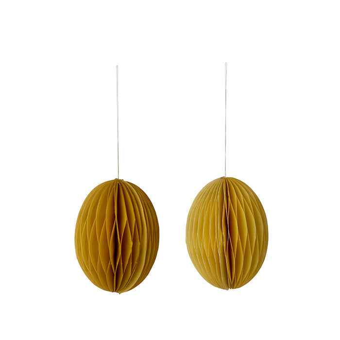 Anhänger Papier-Ei Swirl - gelb M 2er Set