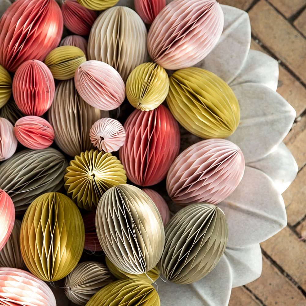 Anhänger Papier-Ei Swirl - gelb M 2er Set