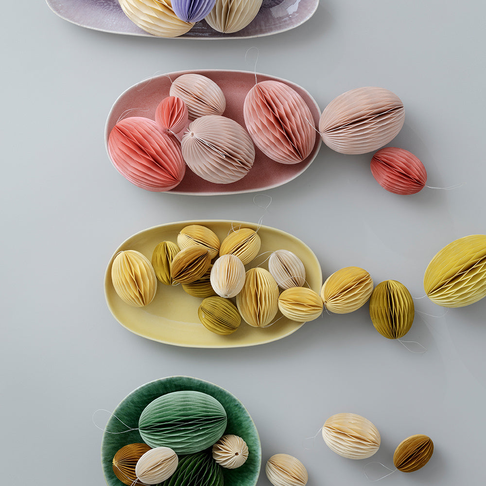 Anhänger Papier-Ei Swirl - gelb M 2er Set