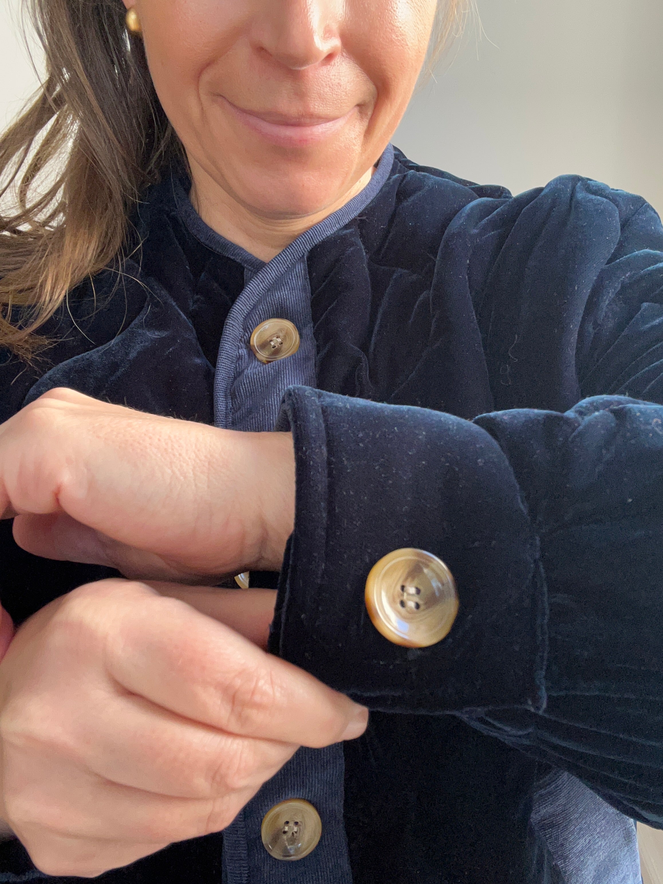 Steppjacke aus Velours - blau