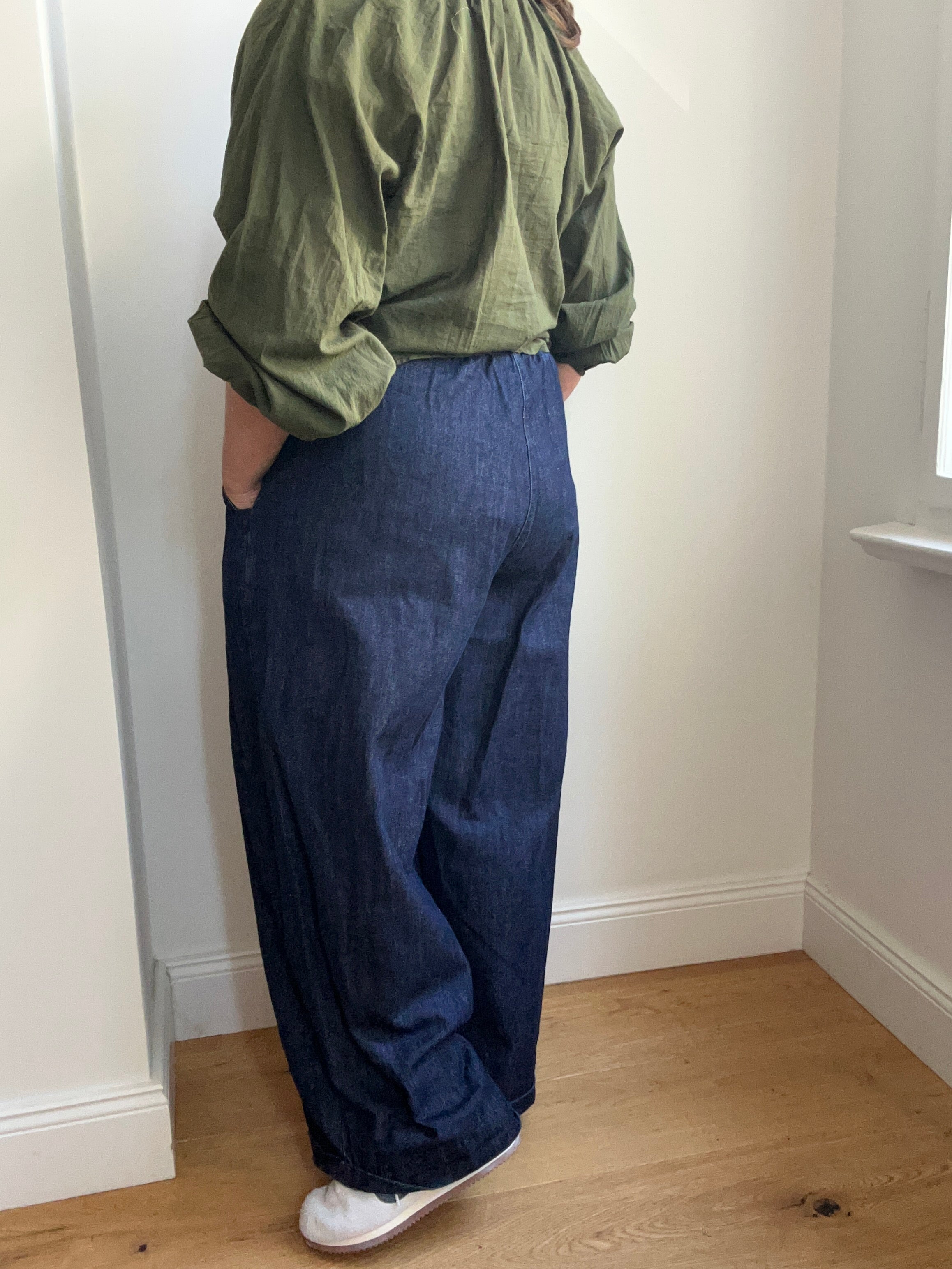 Warme Culotte Palazzo-Hose - Dark Denim