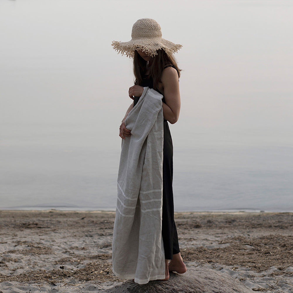 Strandtuch aus Leinen USVA - linen-white