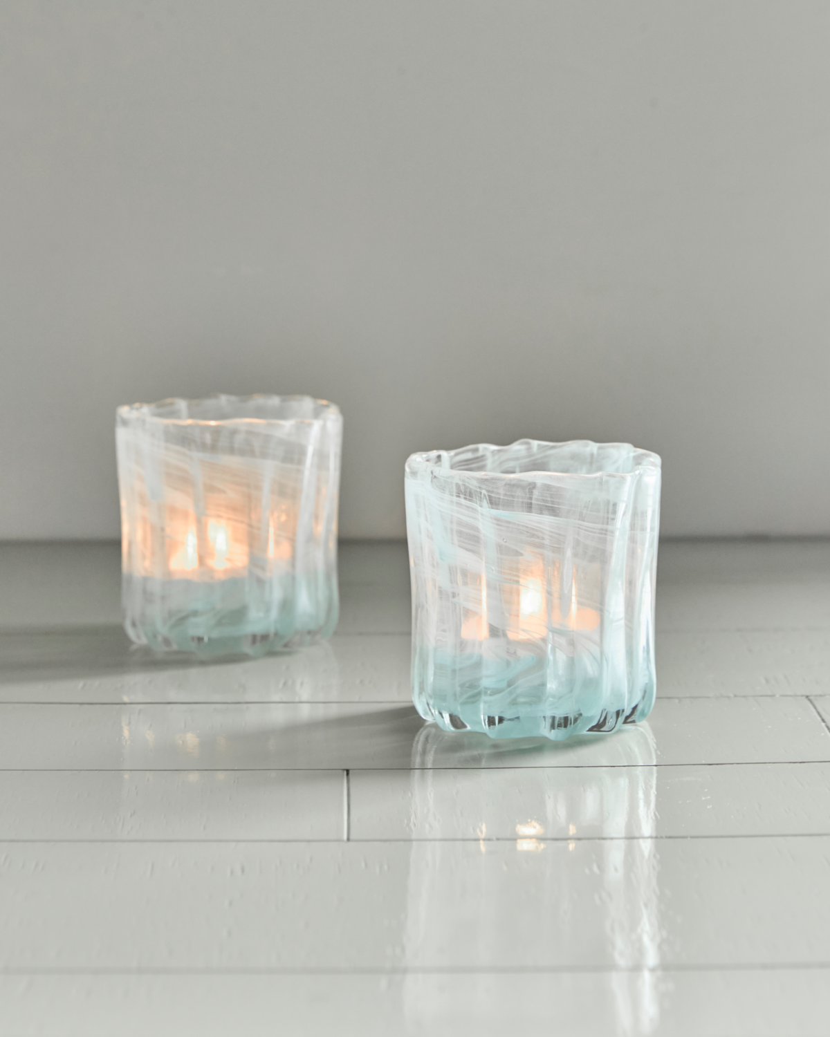 Teelichthalter Curl - blau 2er Set