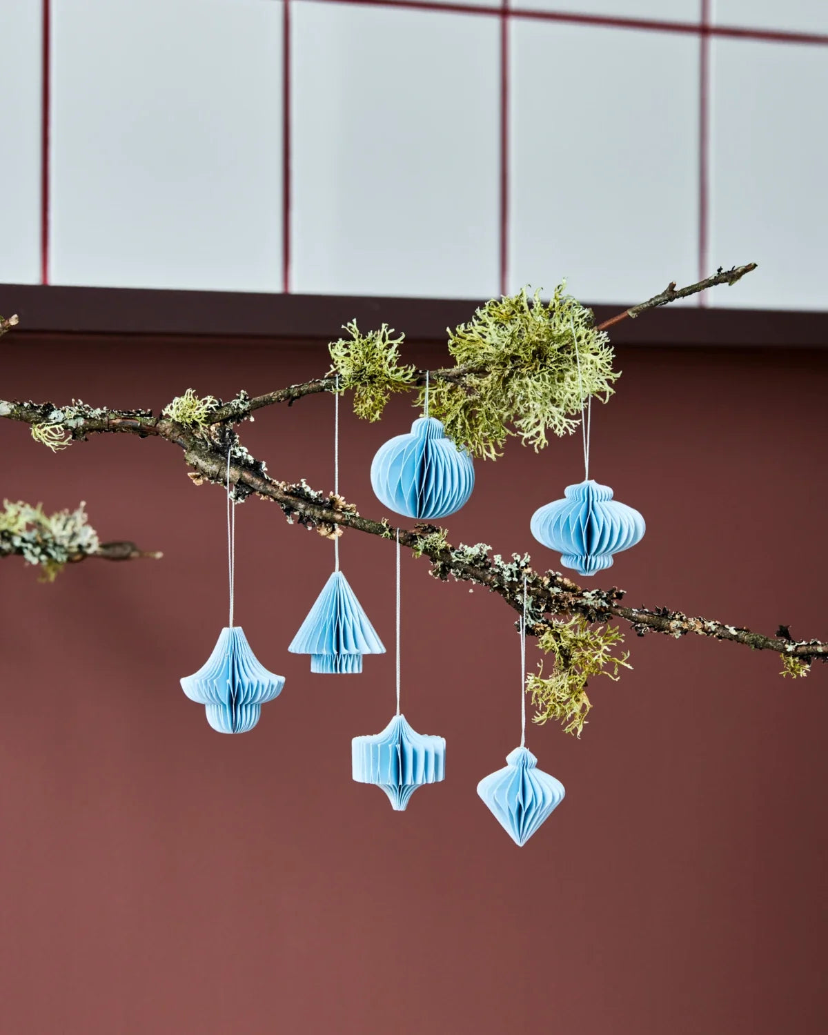 Papierornamente Comb - Hellblau (6er-Set)