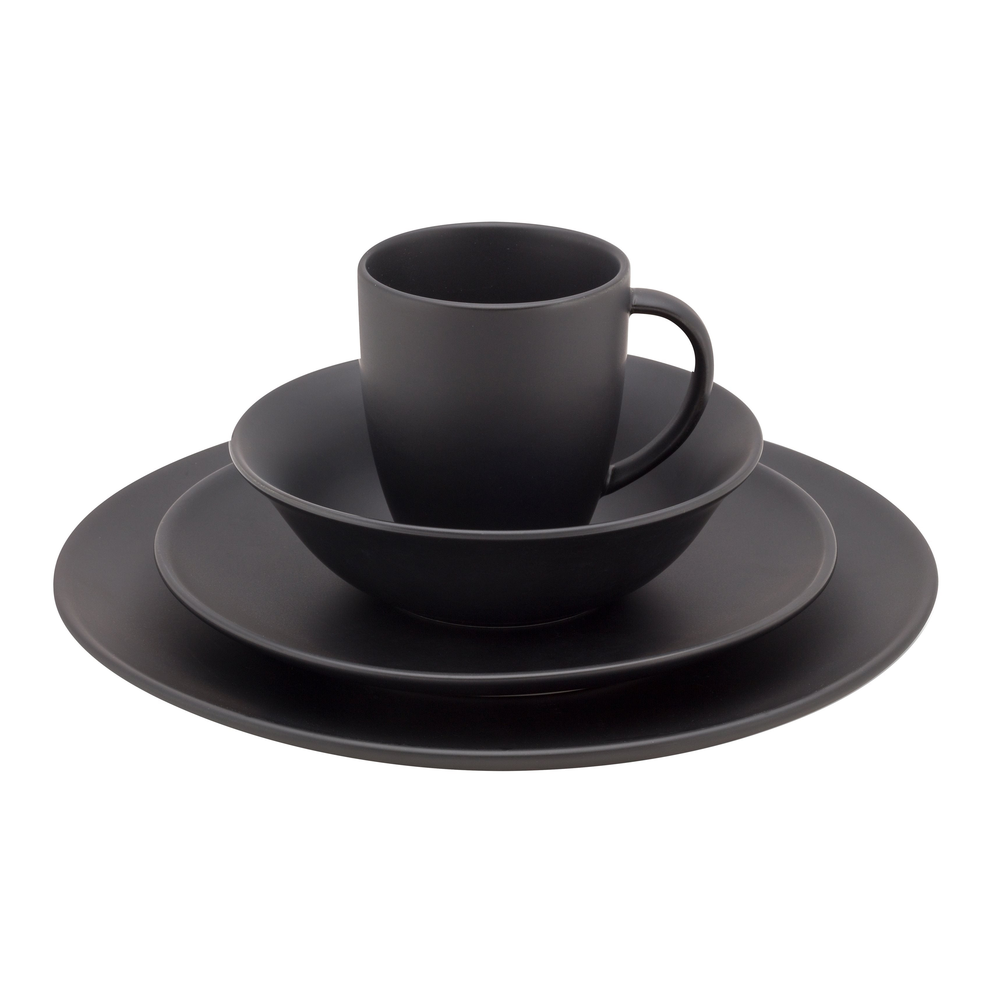 Geschirr-Set 16 Teile Raw Matt Black