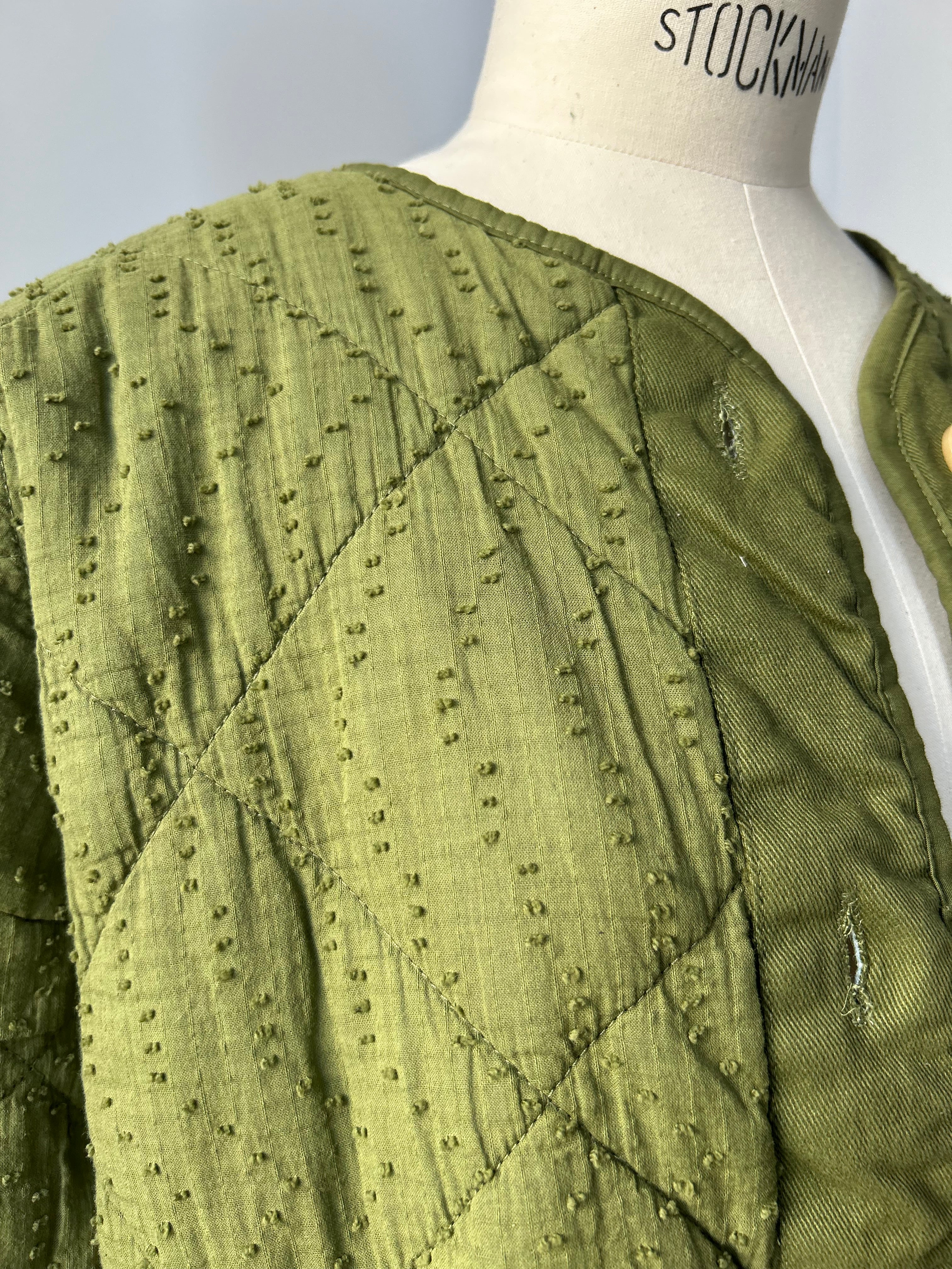 Gesteppte Jacke mit Struktur - grün