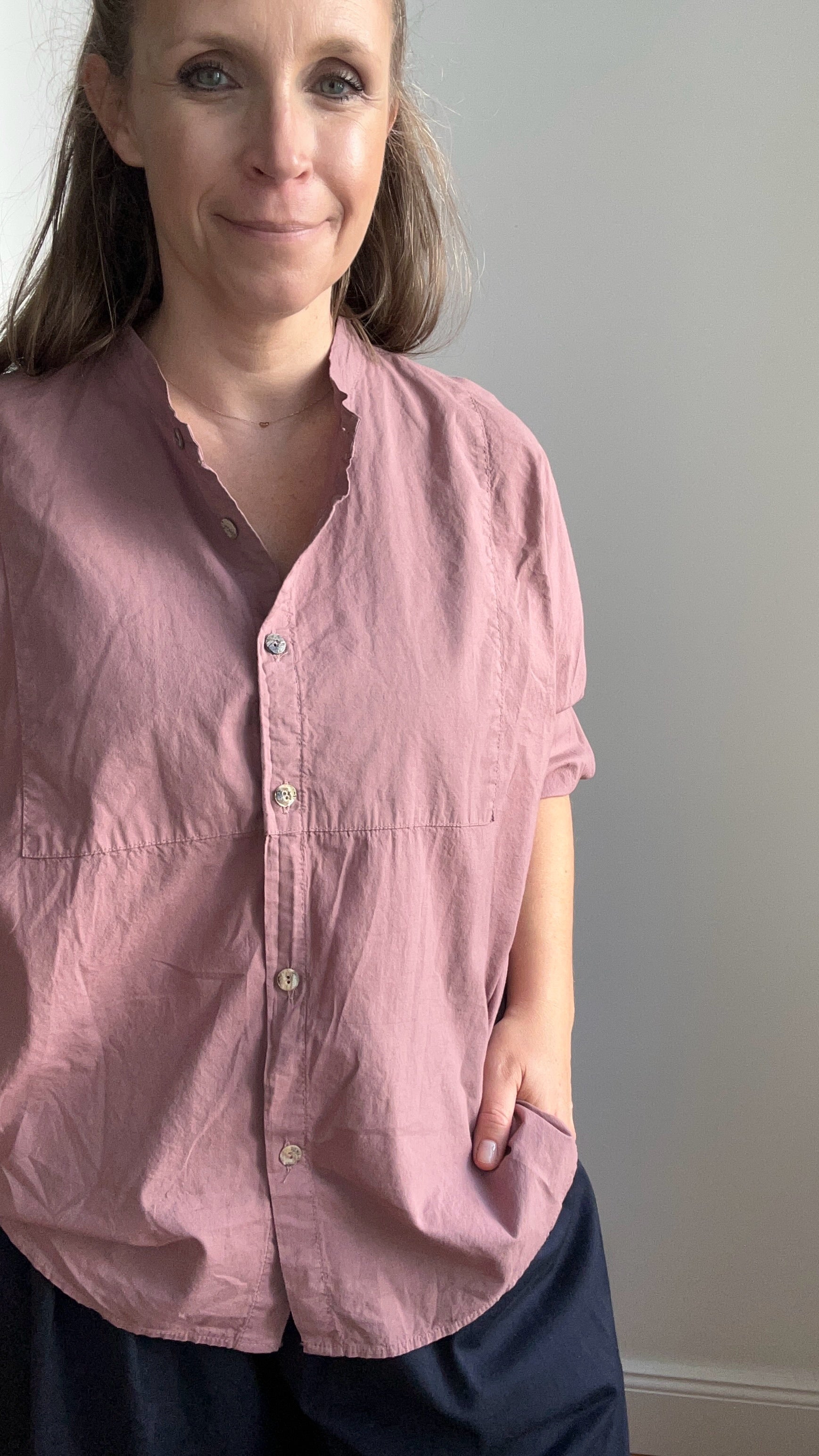 Schlichte Bluse zum Durchknöpfen – altrosa