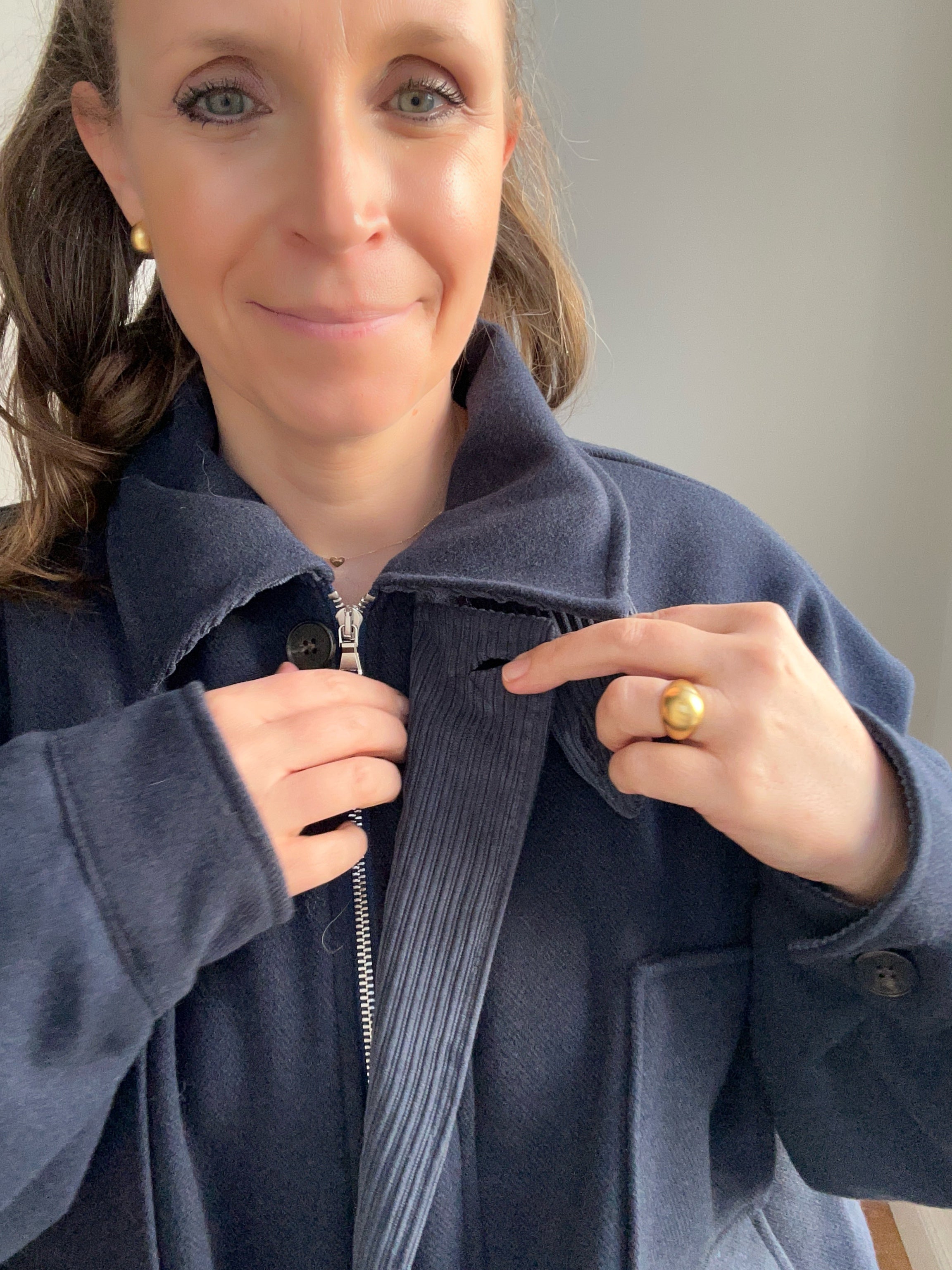 Warme Jacke mit Volumen - blau