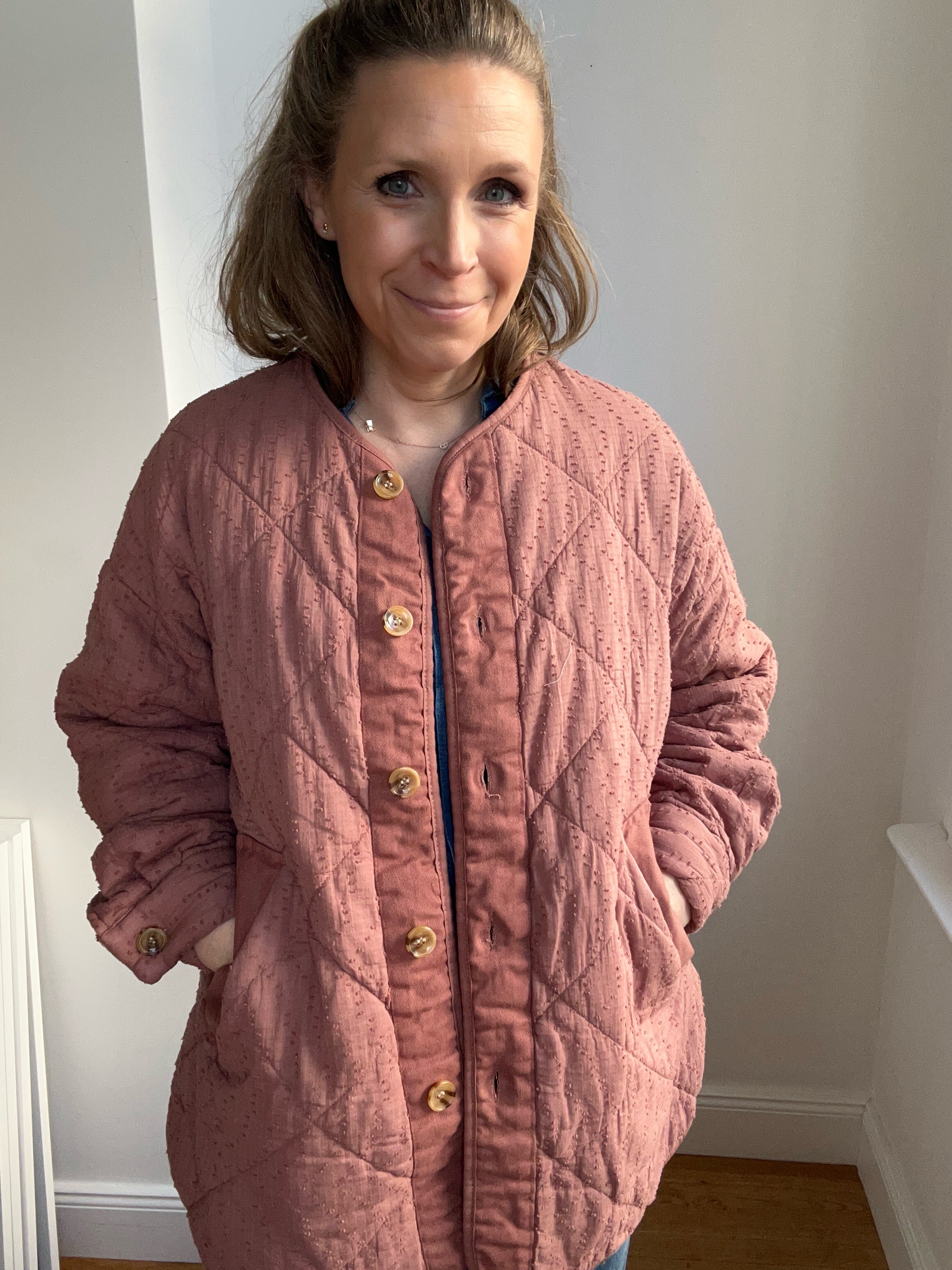 Gesteppte Jacke mit Struktur - altrosa