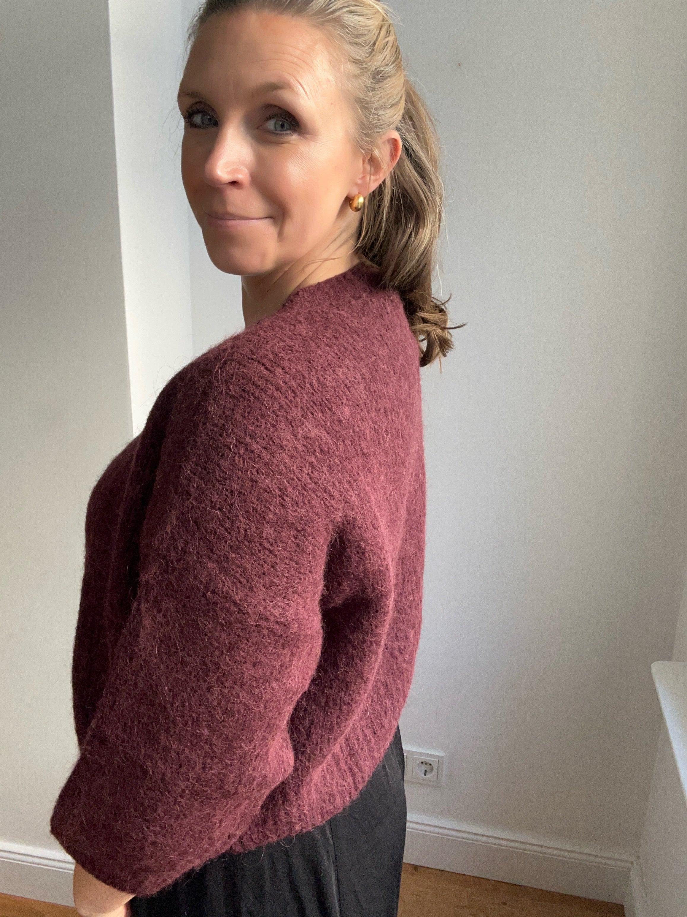 Kurze Strickjacke Cardigan - burgundy