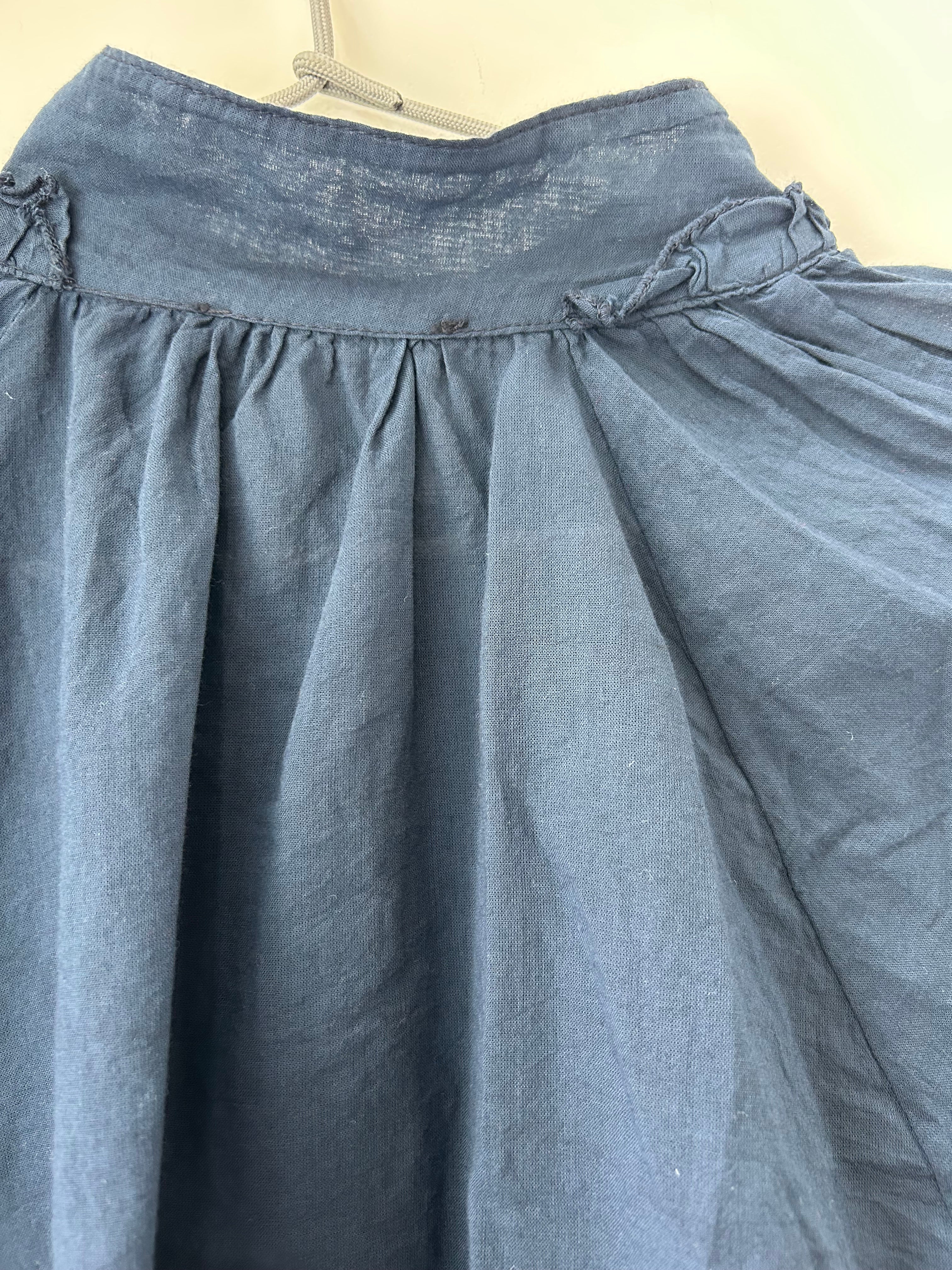 Baumwollbluse mit raffiniertem Kragen - dunkelblau