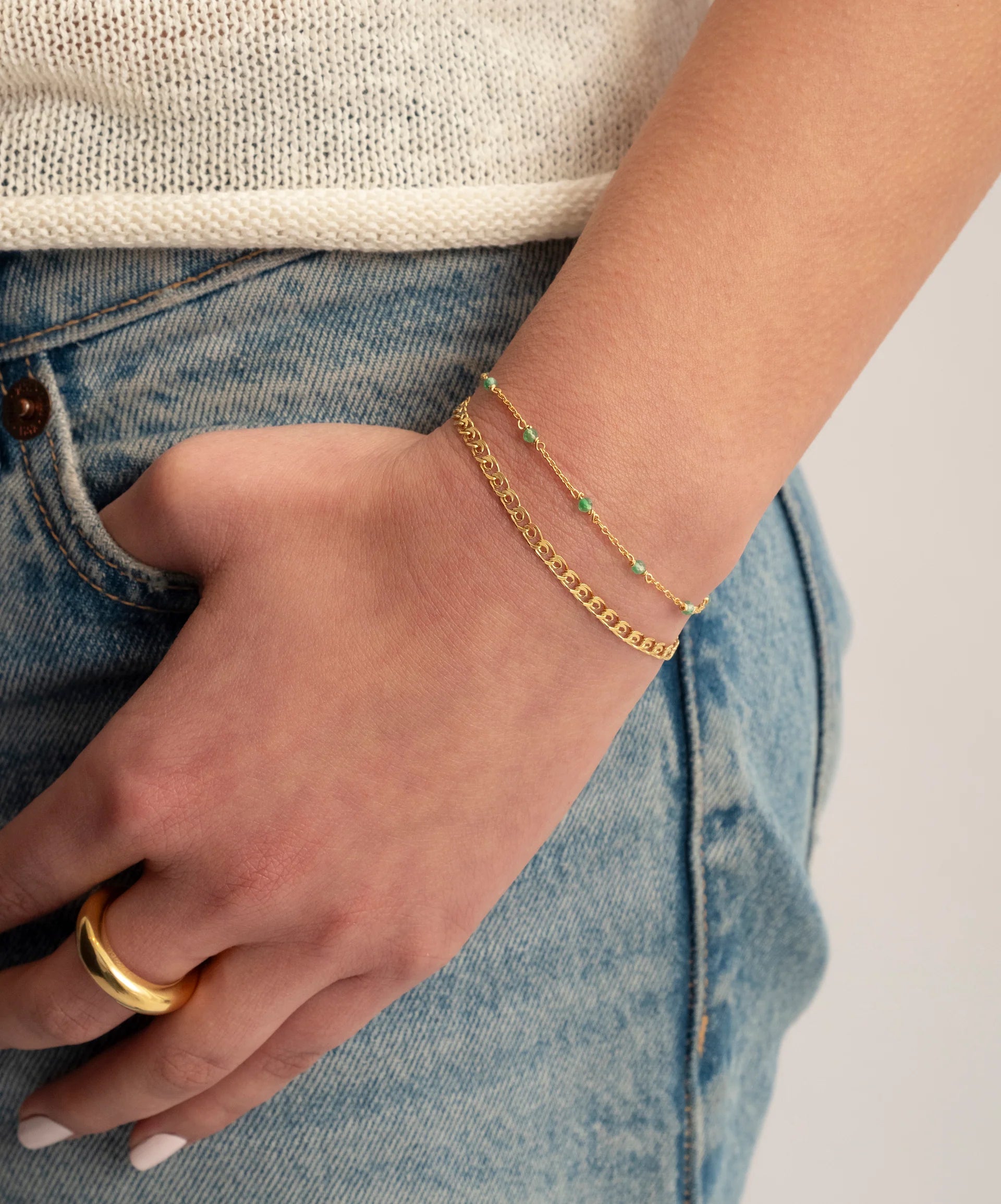 Armband Santa Monica - Gold / Green Onyx