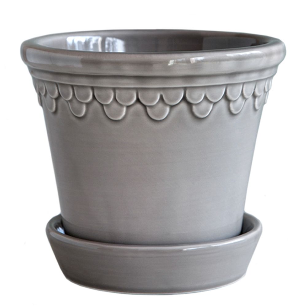 Blumentopf mit Untersetzer - Copenhagen pearl grey