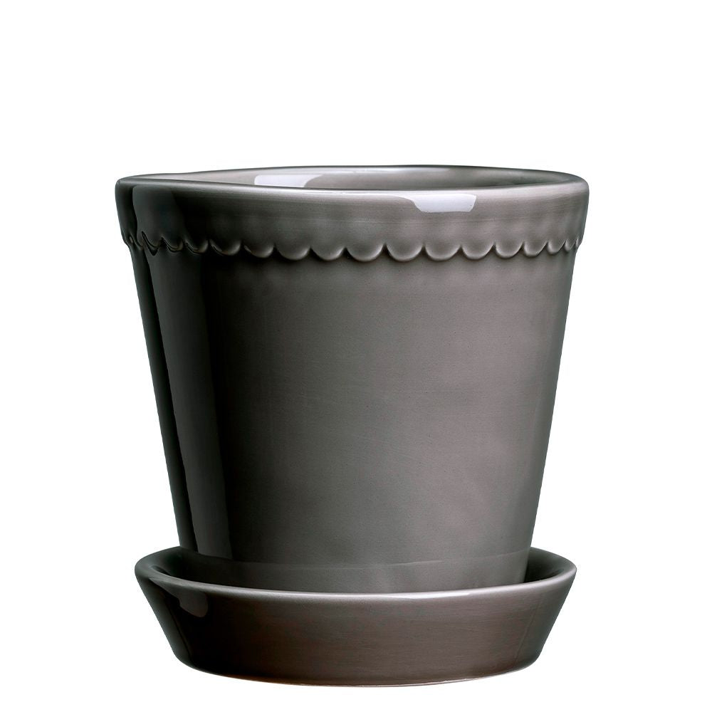 Blumentopf mit Untersetzer - Helena pearl grey