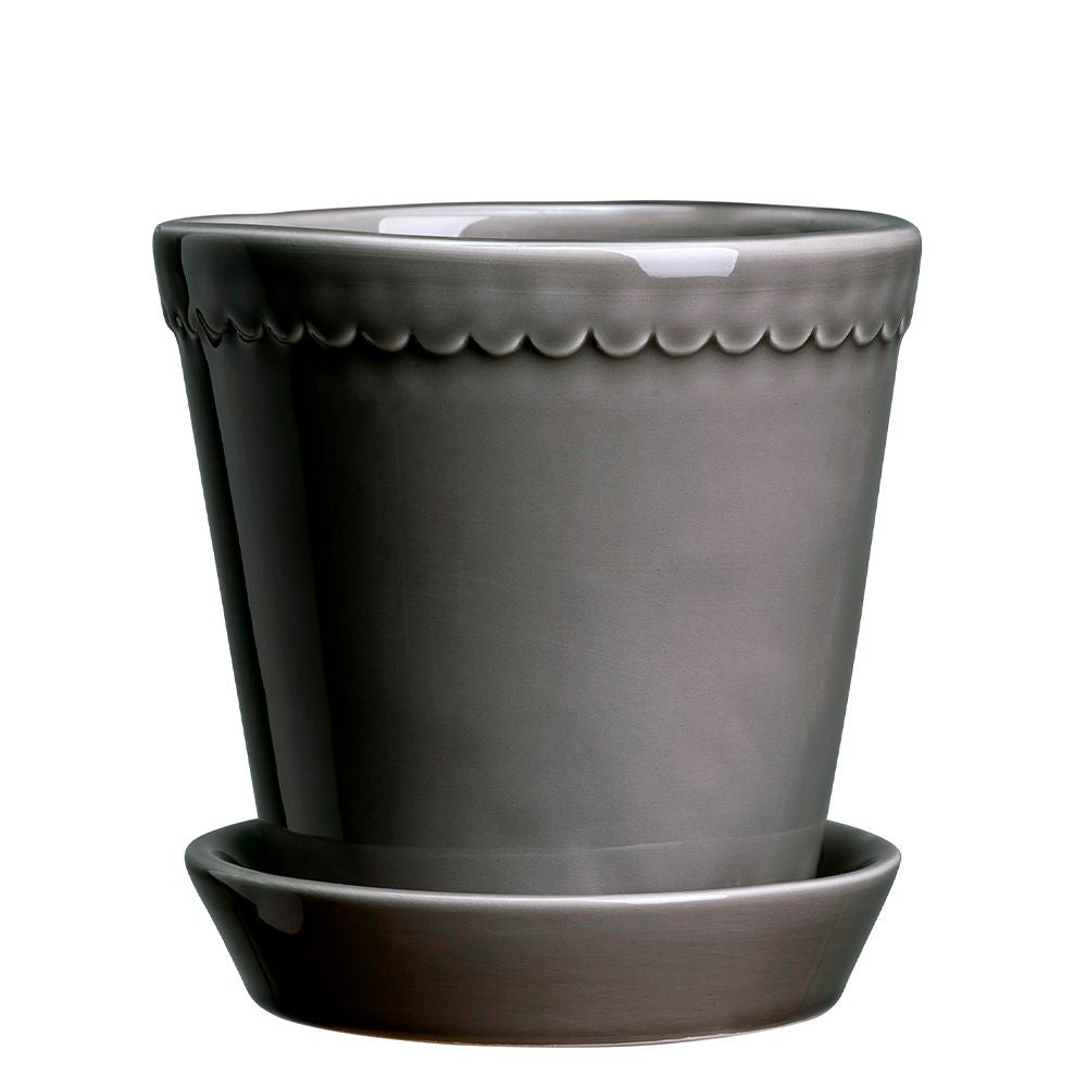 Blumentopf mit Untersetzer  - Helena  pearl grey