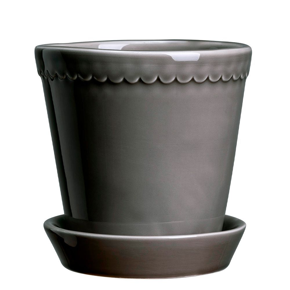 Blumentopf mit Untersetzer - Helena pearl grey