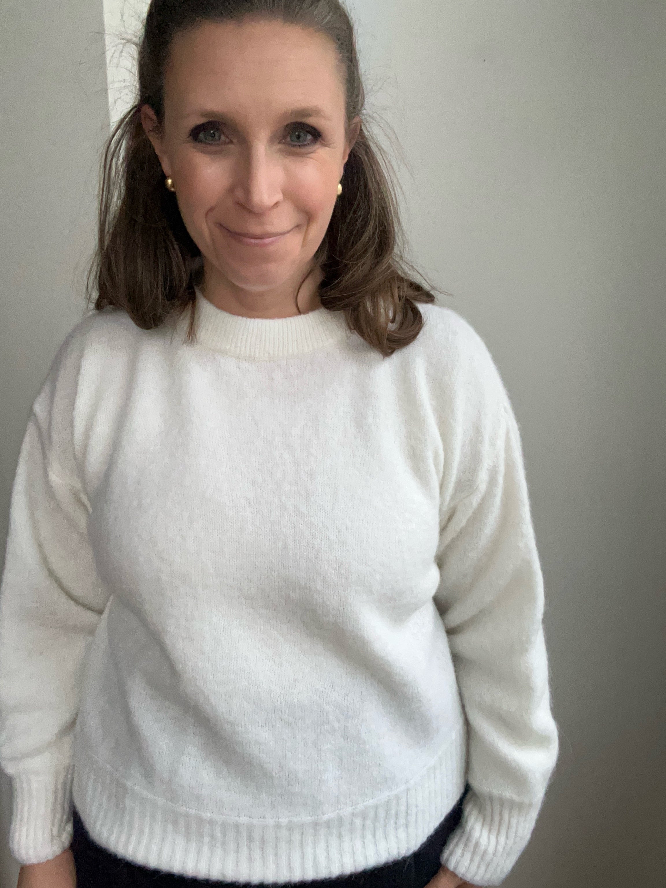 Rundhals-Pullover weiss