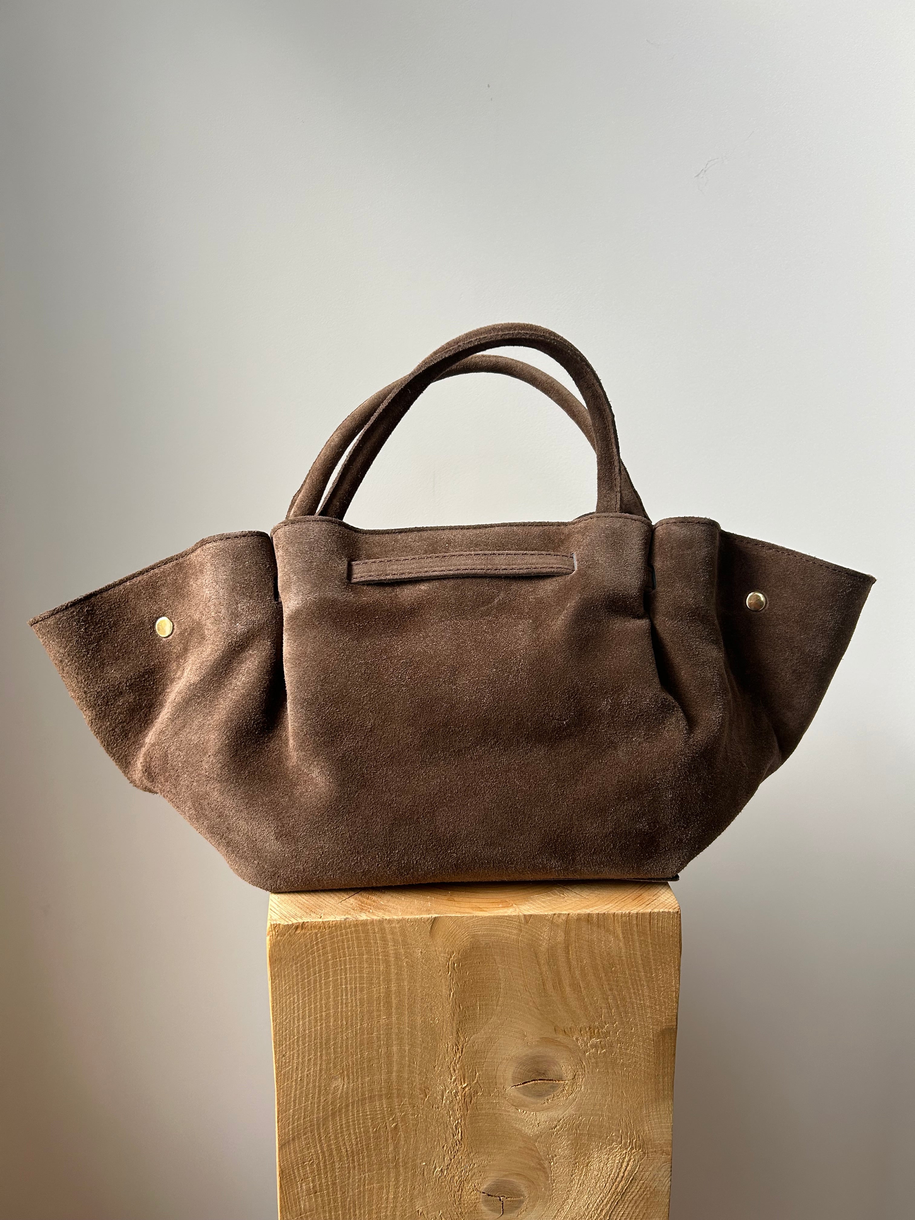 große Handtasche aus Wildleder - sandbraun