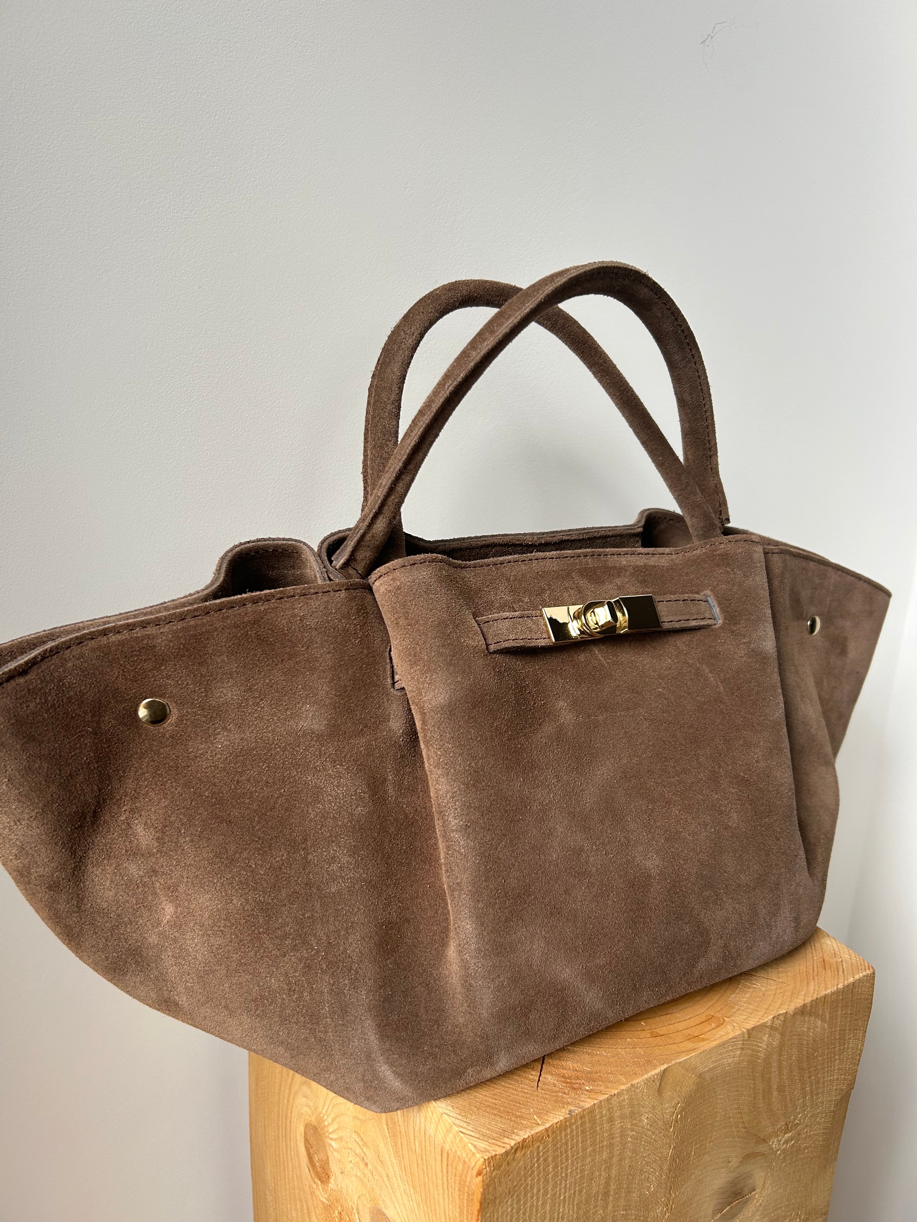 große Handtasche aus Wildleder - sandbraun