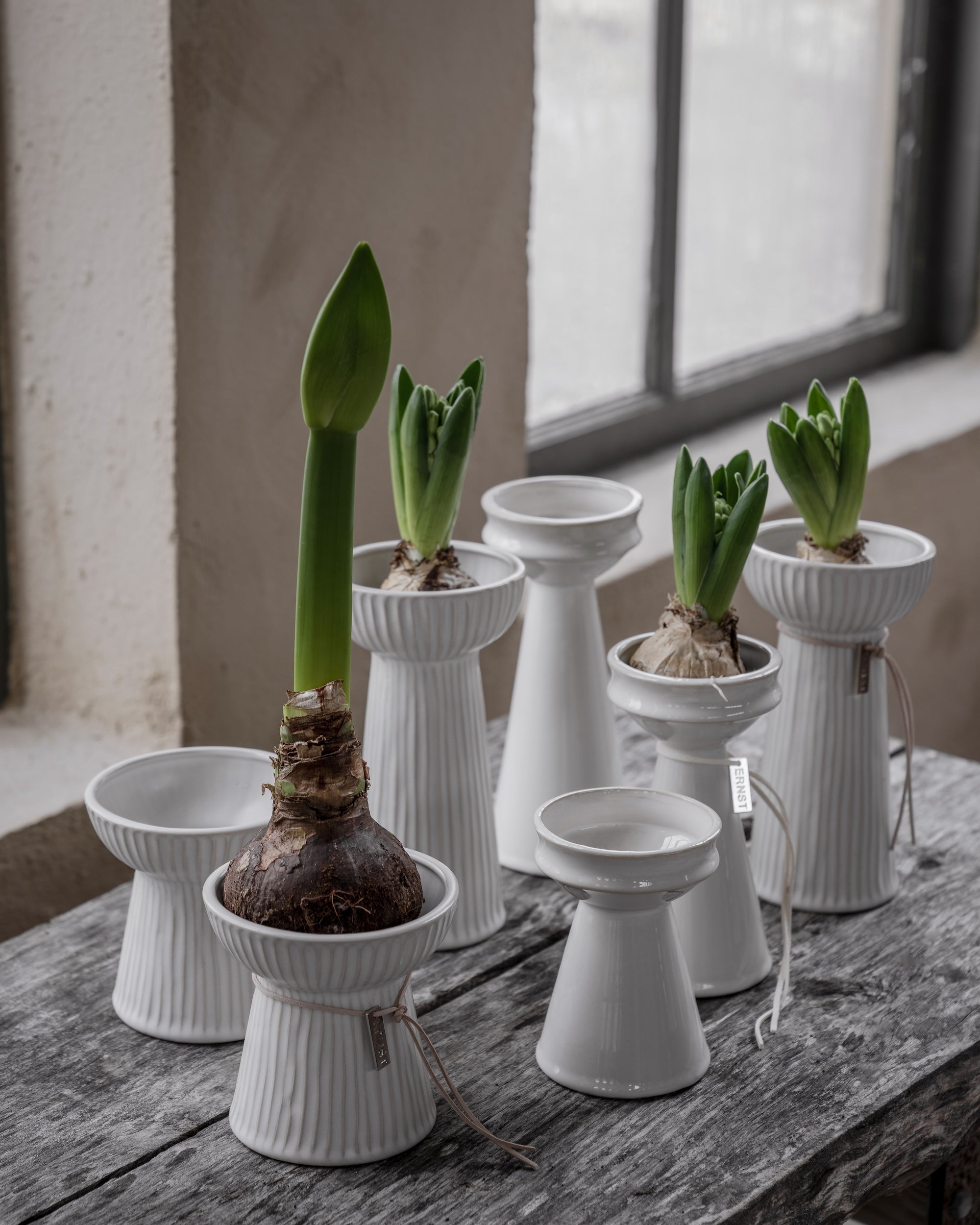 Hyazinthenvase aus Keramik - geriffelt