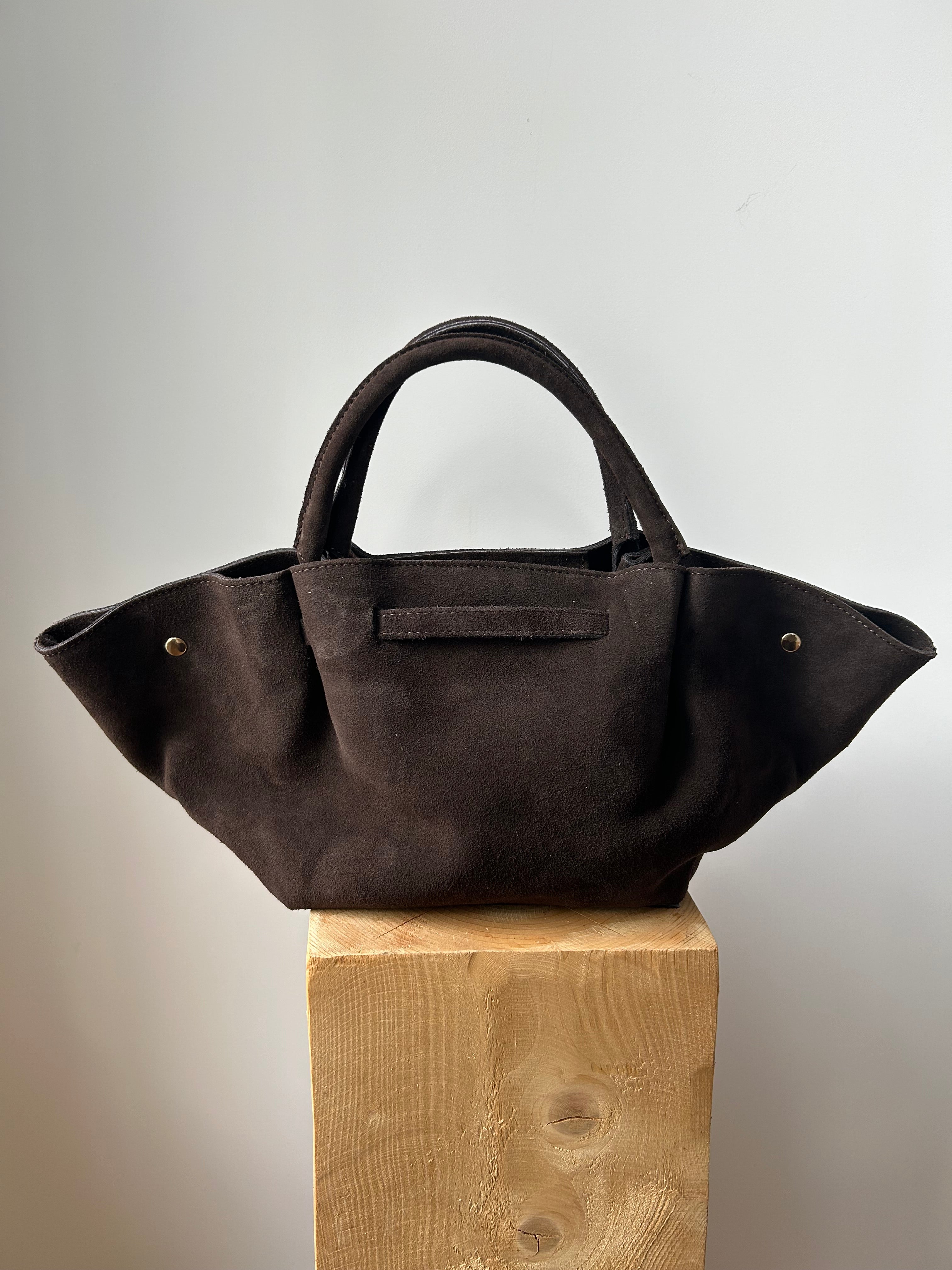 große Handtasche aus Wildleder - schokoladenbraun