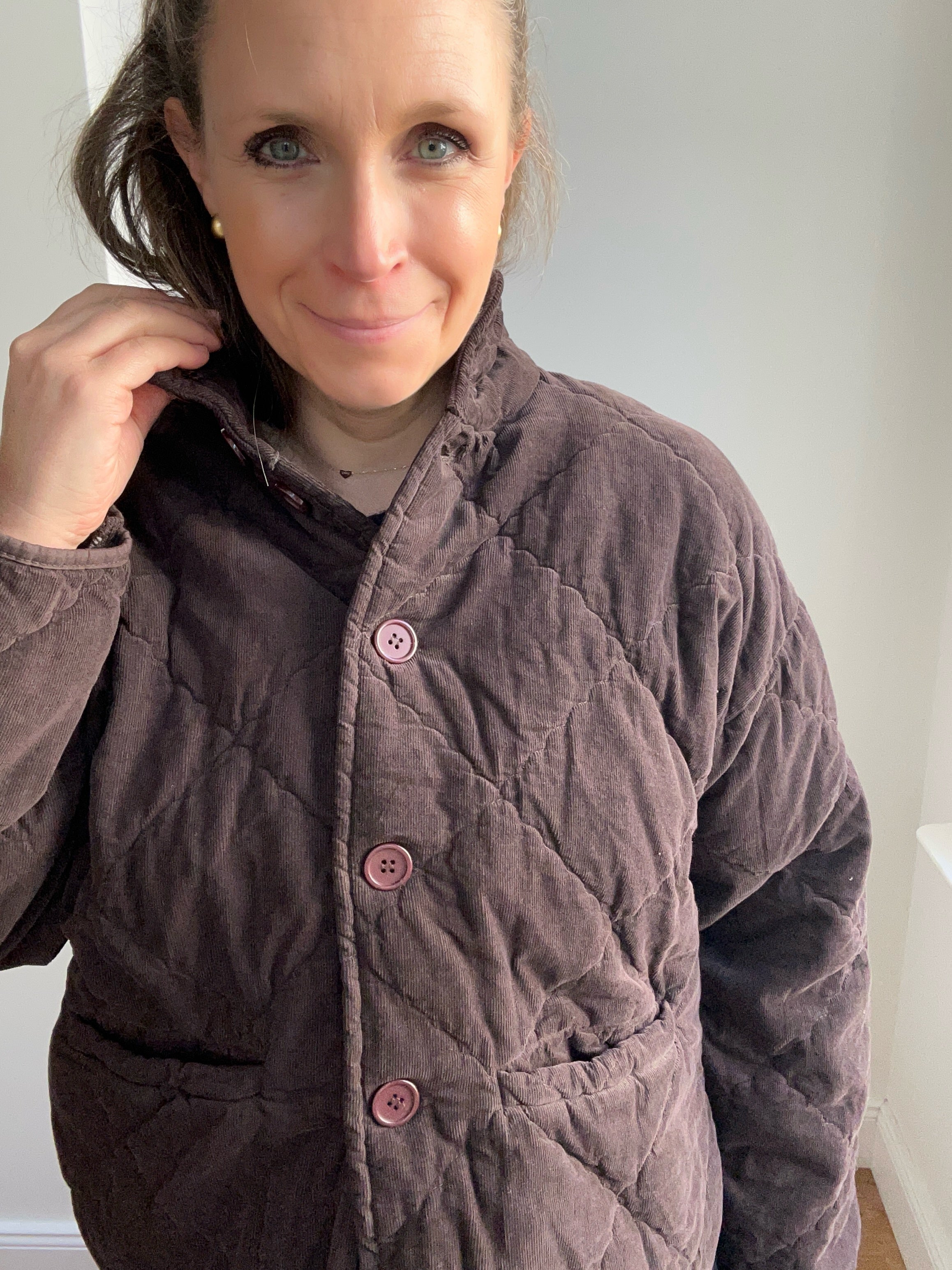 Steppjacke aus Babycord - braun
