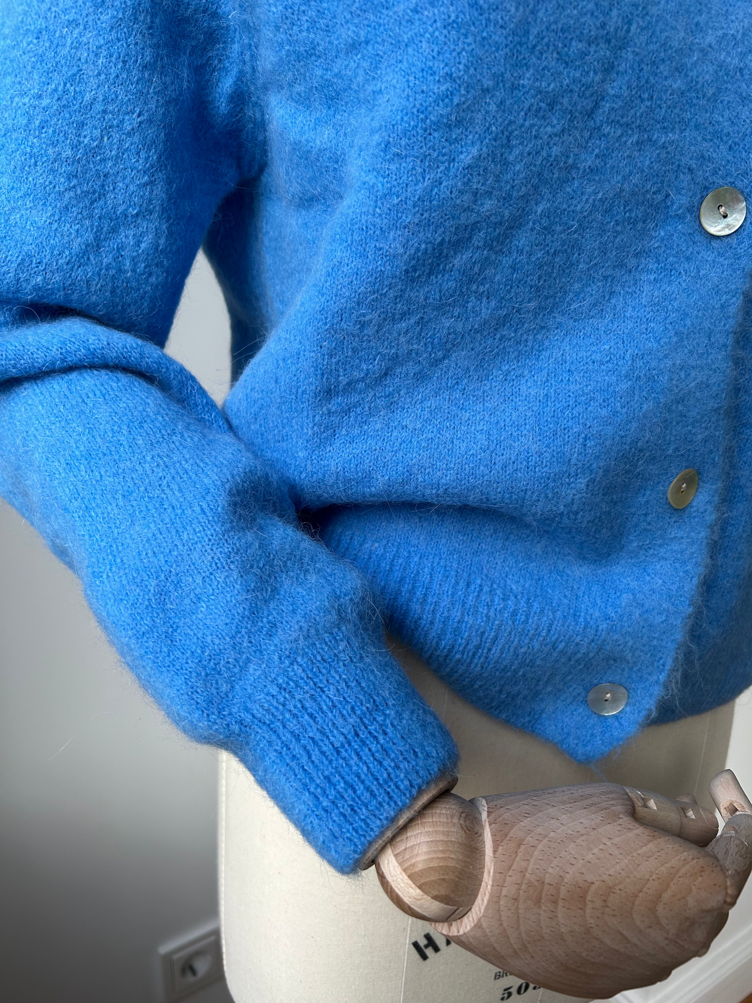 Strickjacke Cardigan - Himmelblau