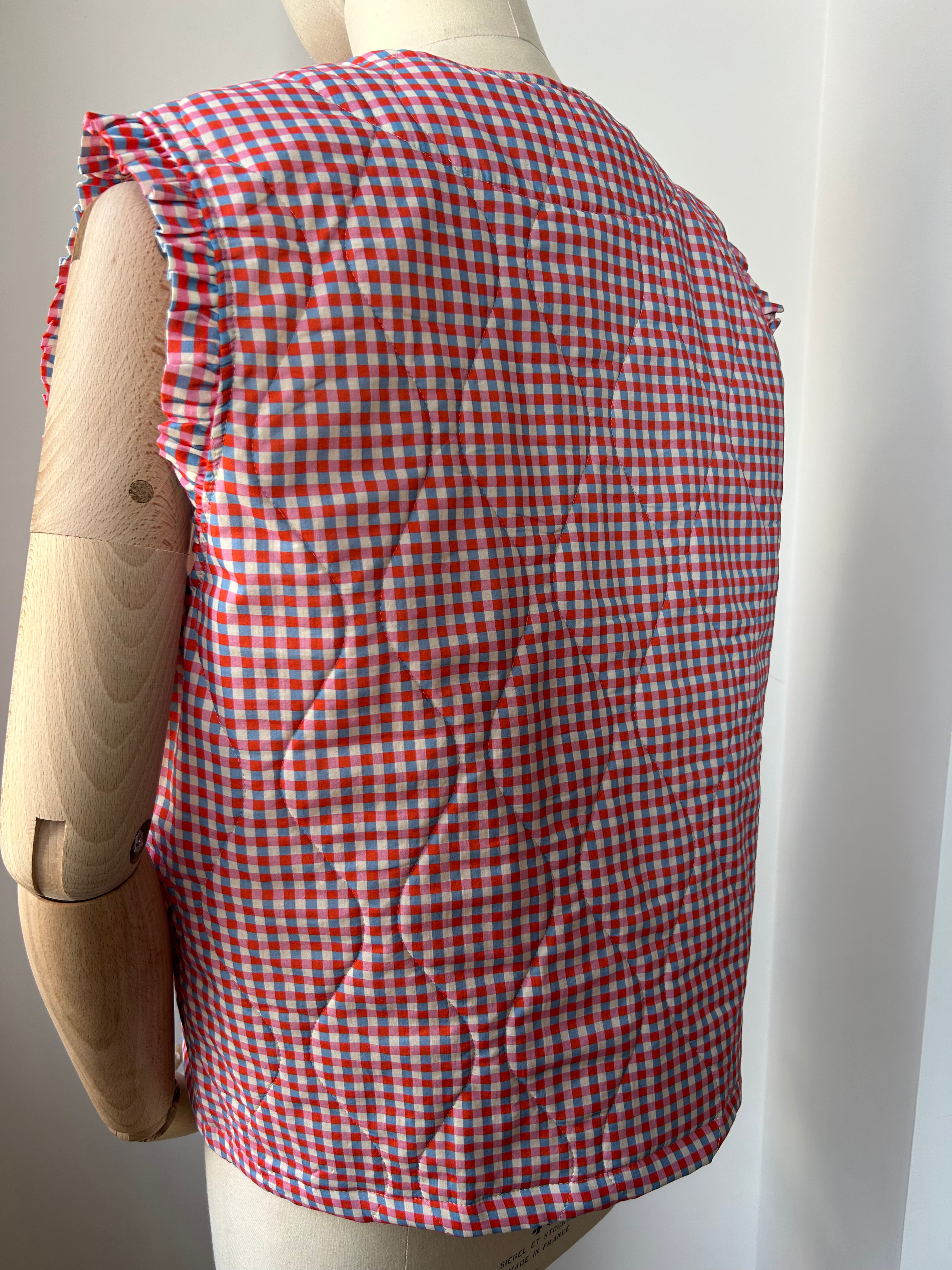 Weste mit Karo-Muster - rot - blau - rosa