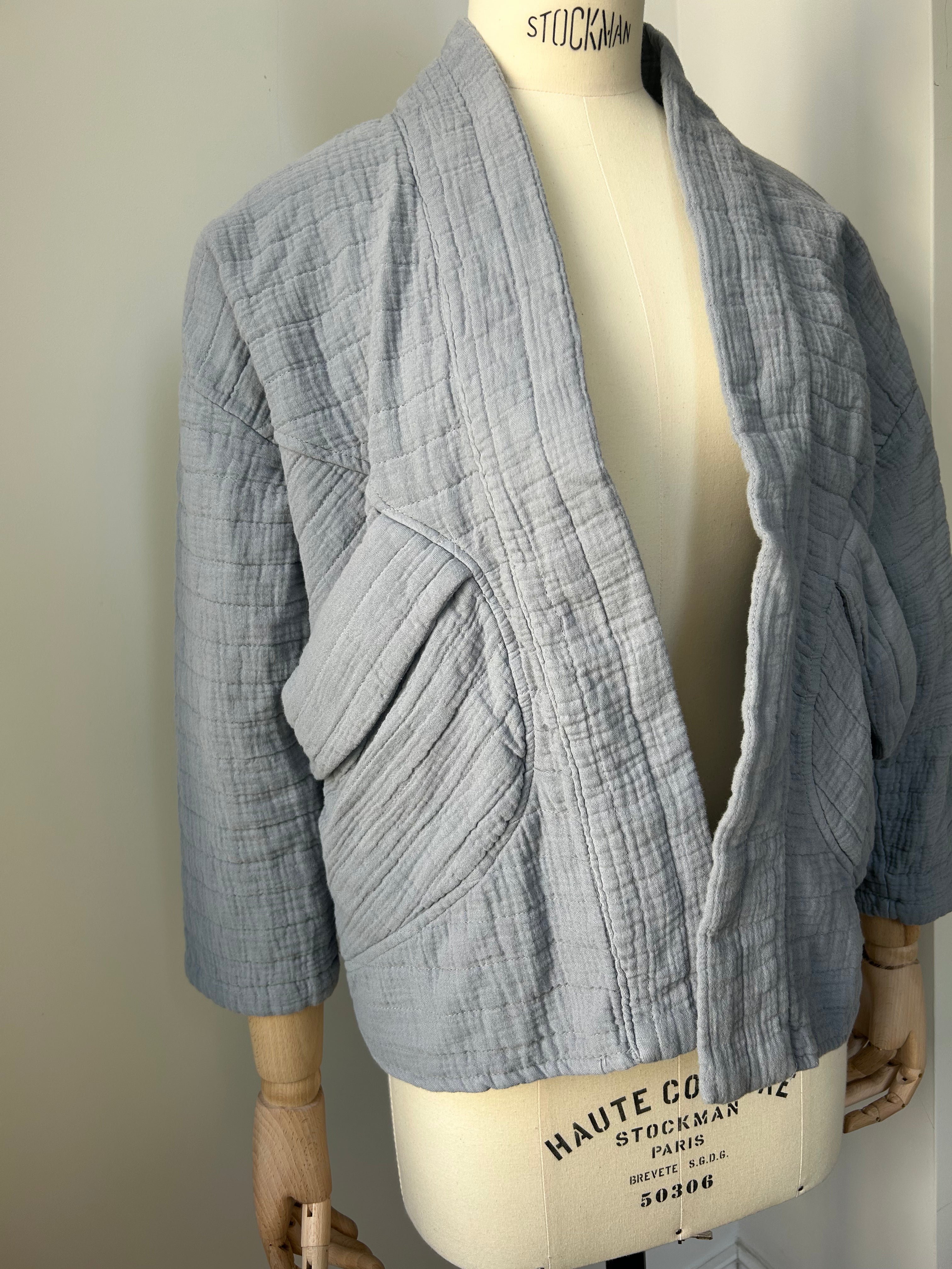 Kimono-Jacke - Hellgrau