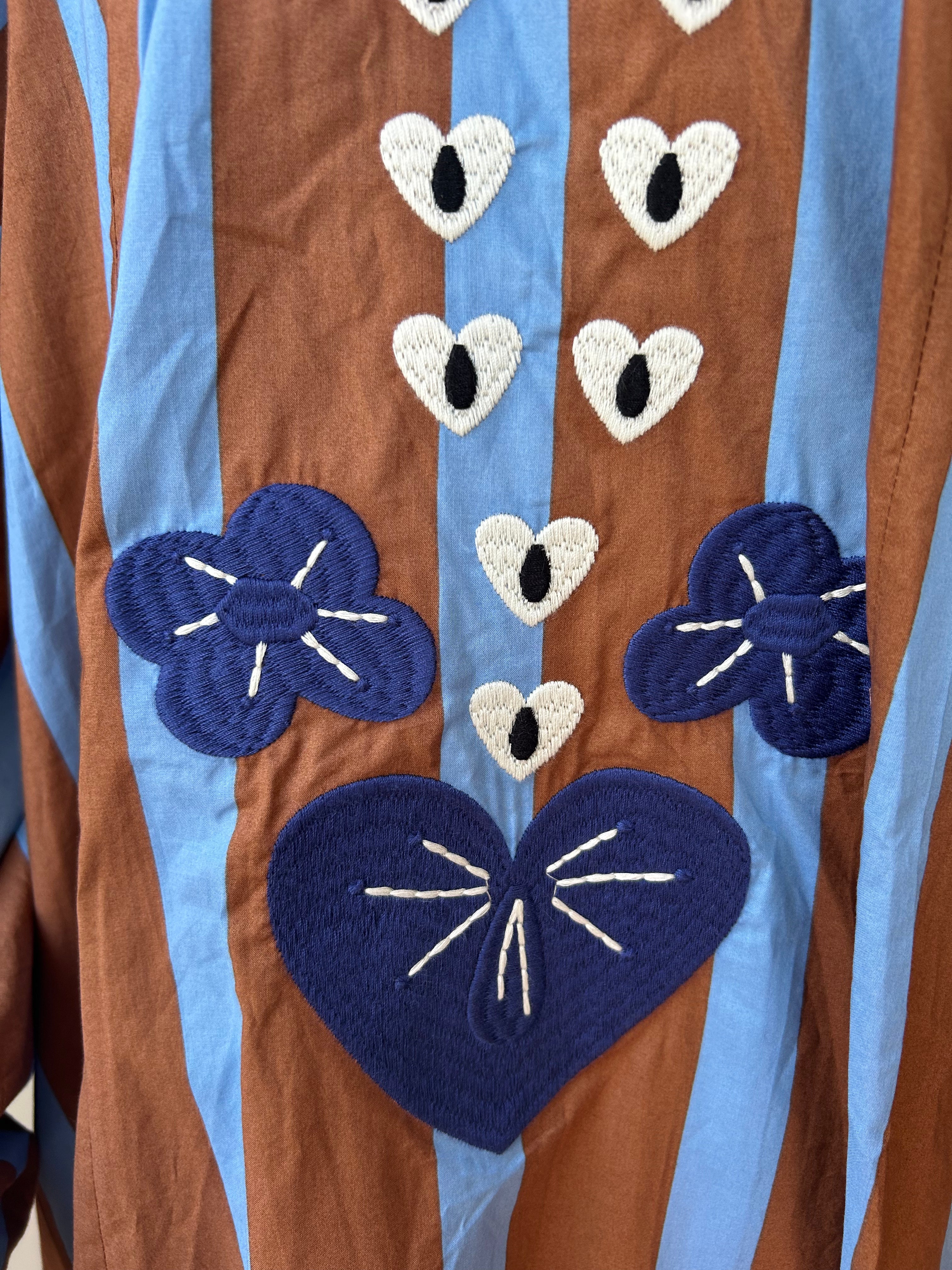 Kleid mit Streifen - braun & hellblau