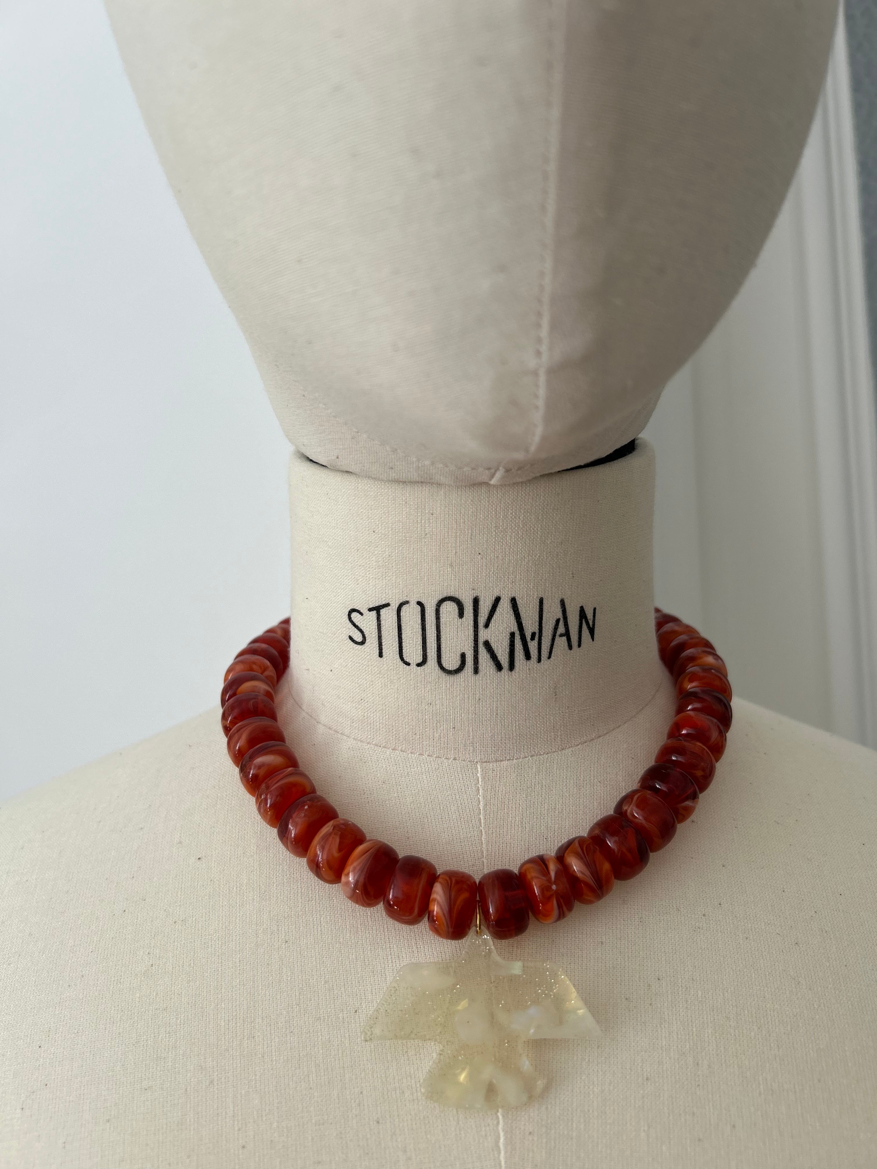 Halskette mit Vogel - Terracotta