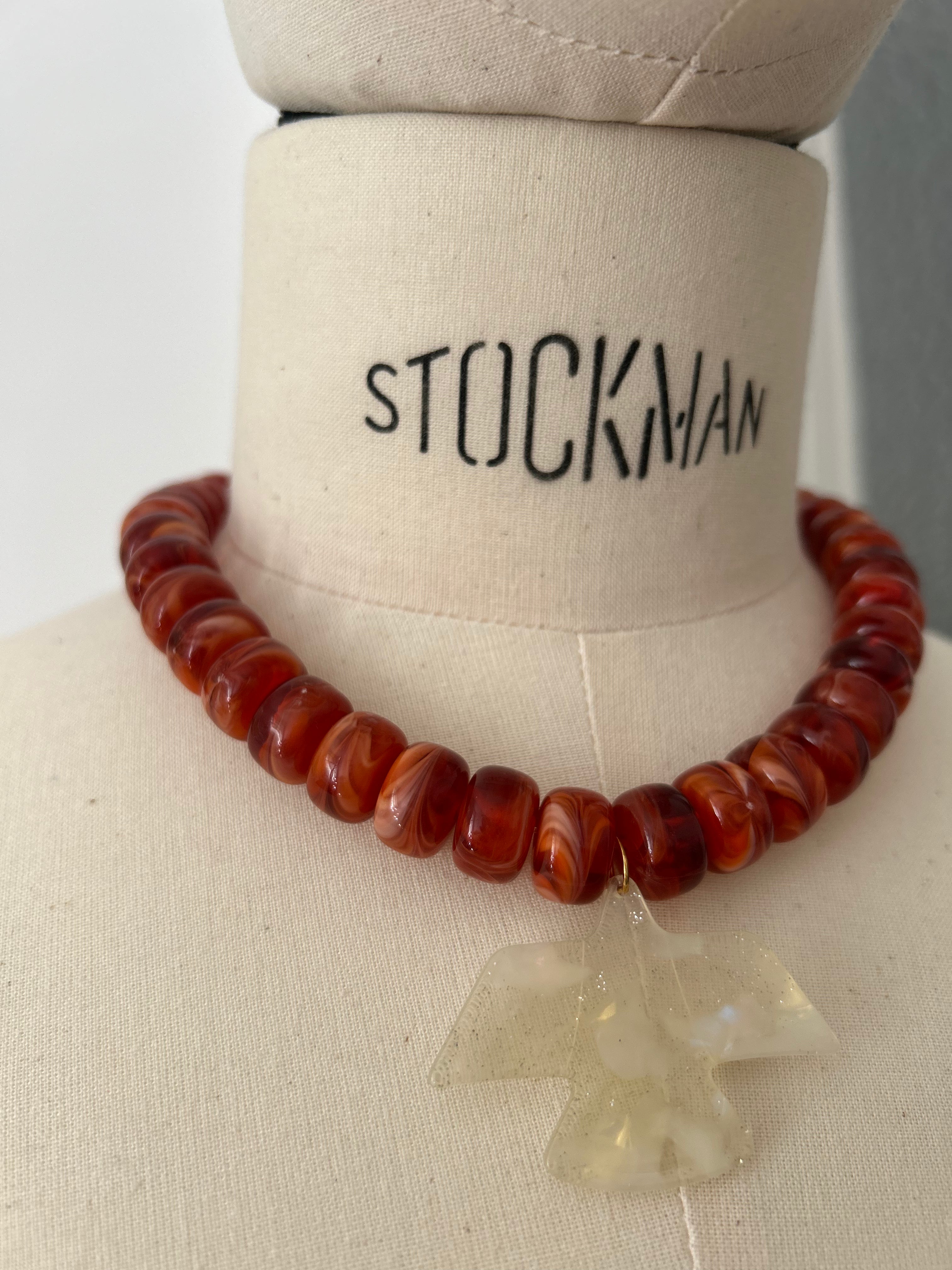 Halskette mit Vogel - Terracotta