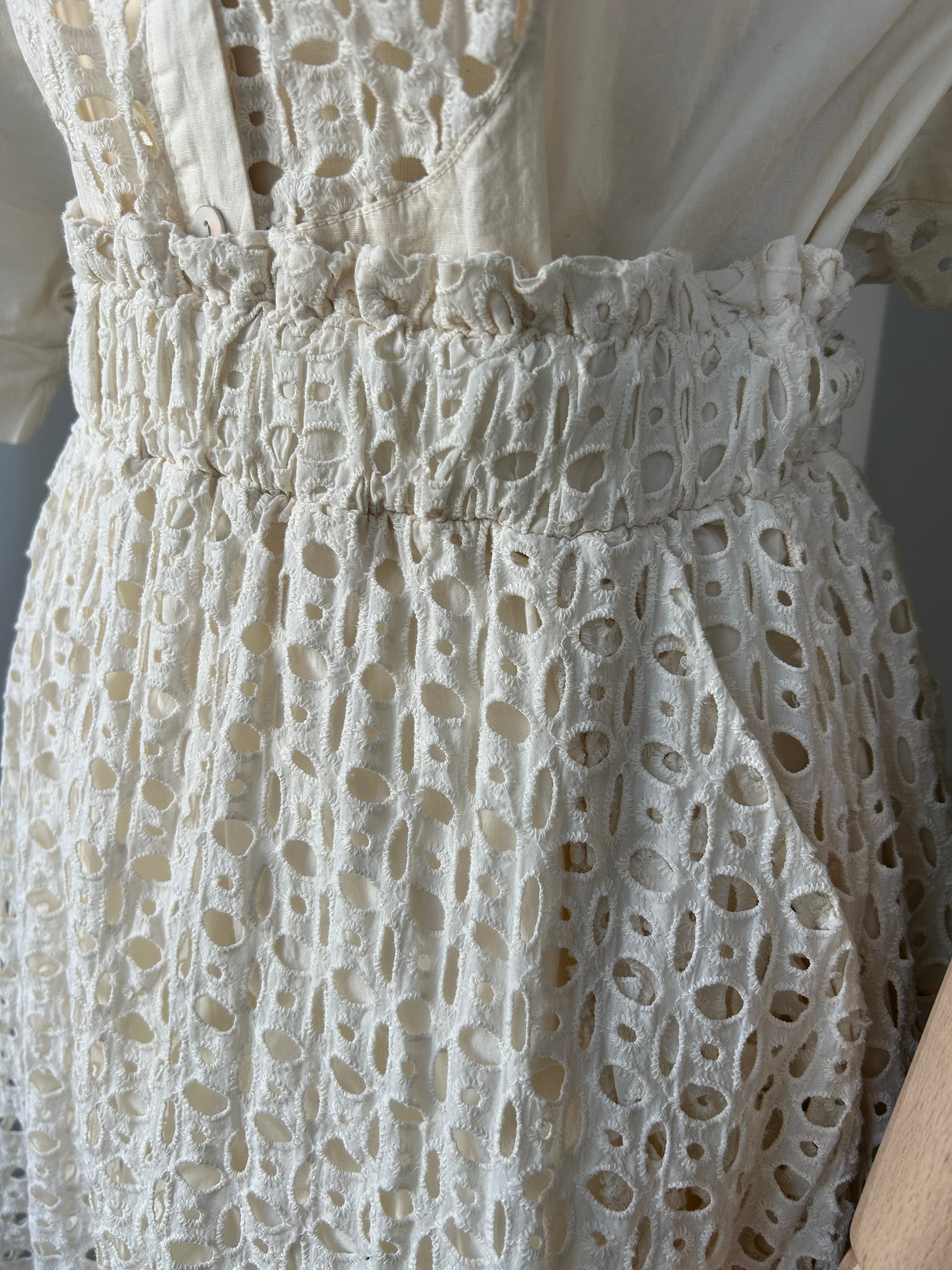 Rock mit Broderie-Spitze - Creme