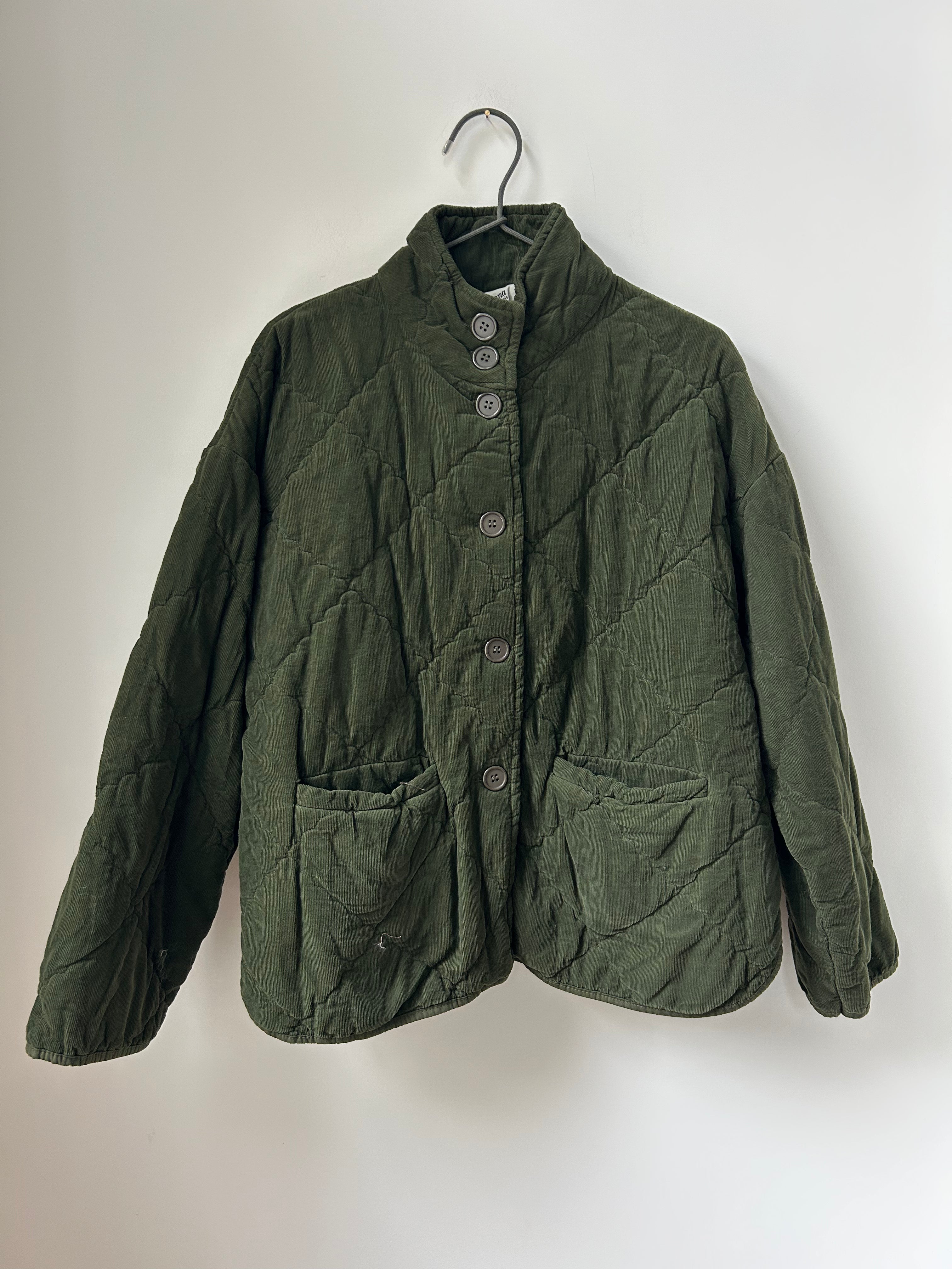 Steppjacke aus Babycord - grün
