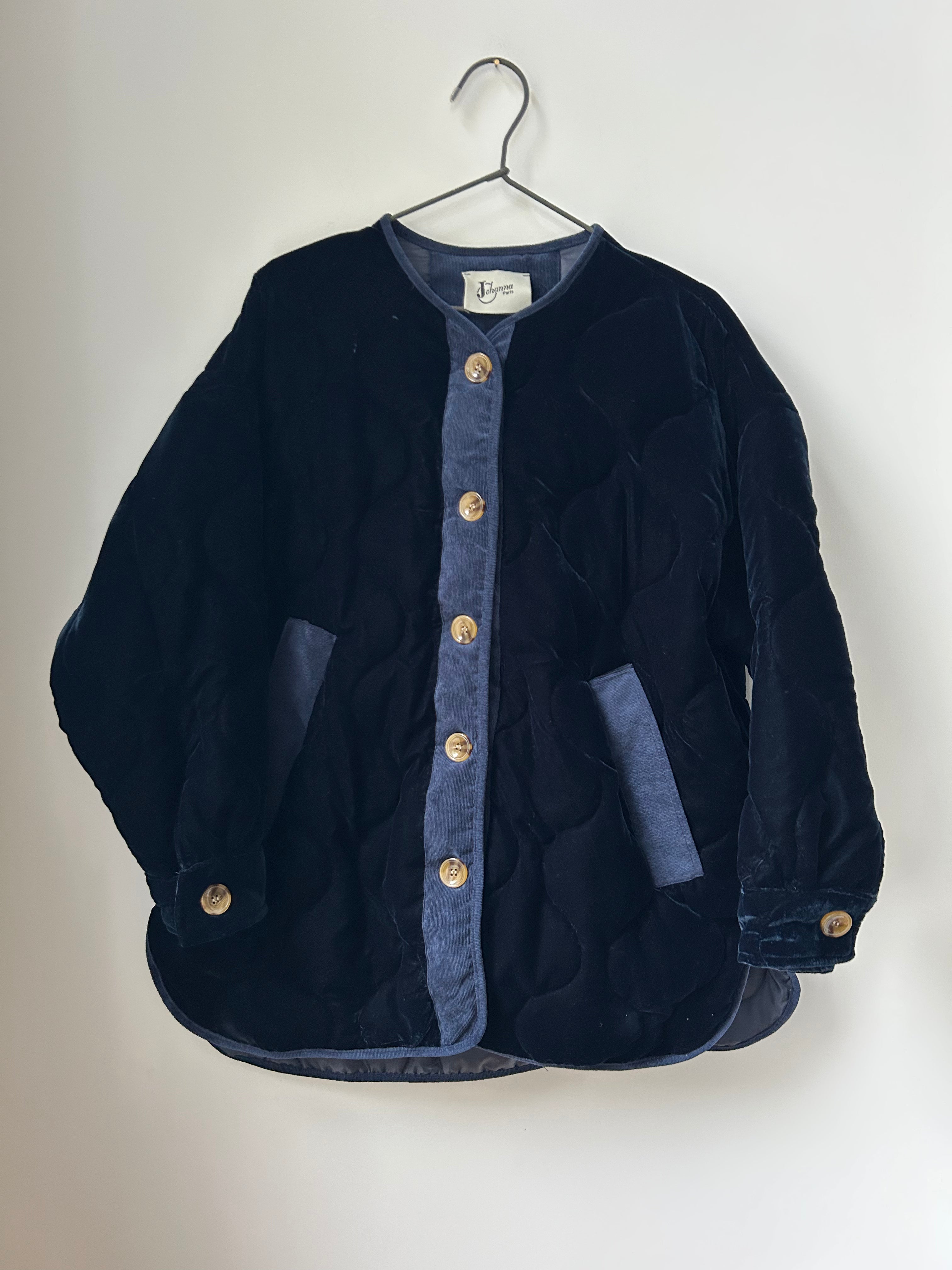 Steppjacke aus Velours - blau