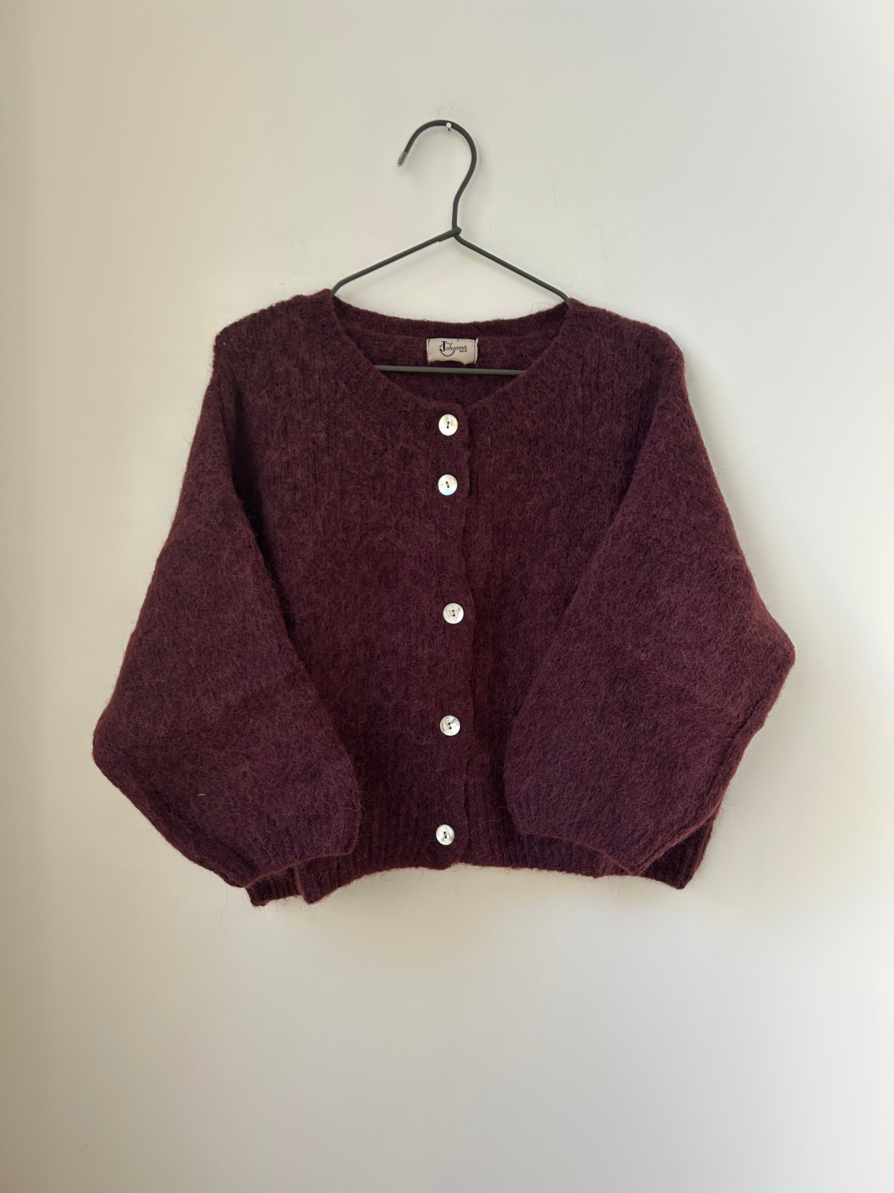 Kurze Strickjacke Cardigan - burgundy