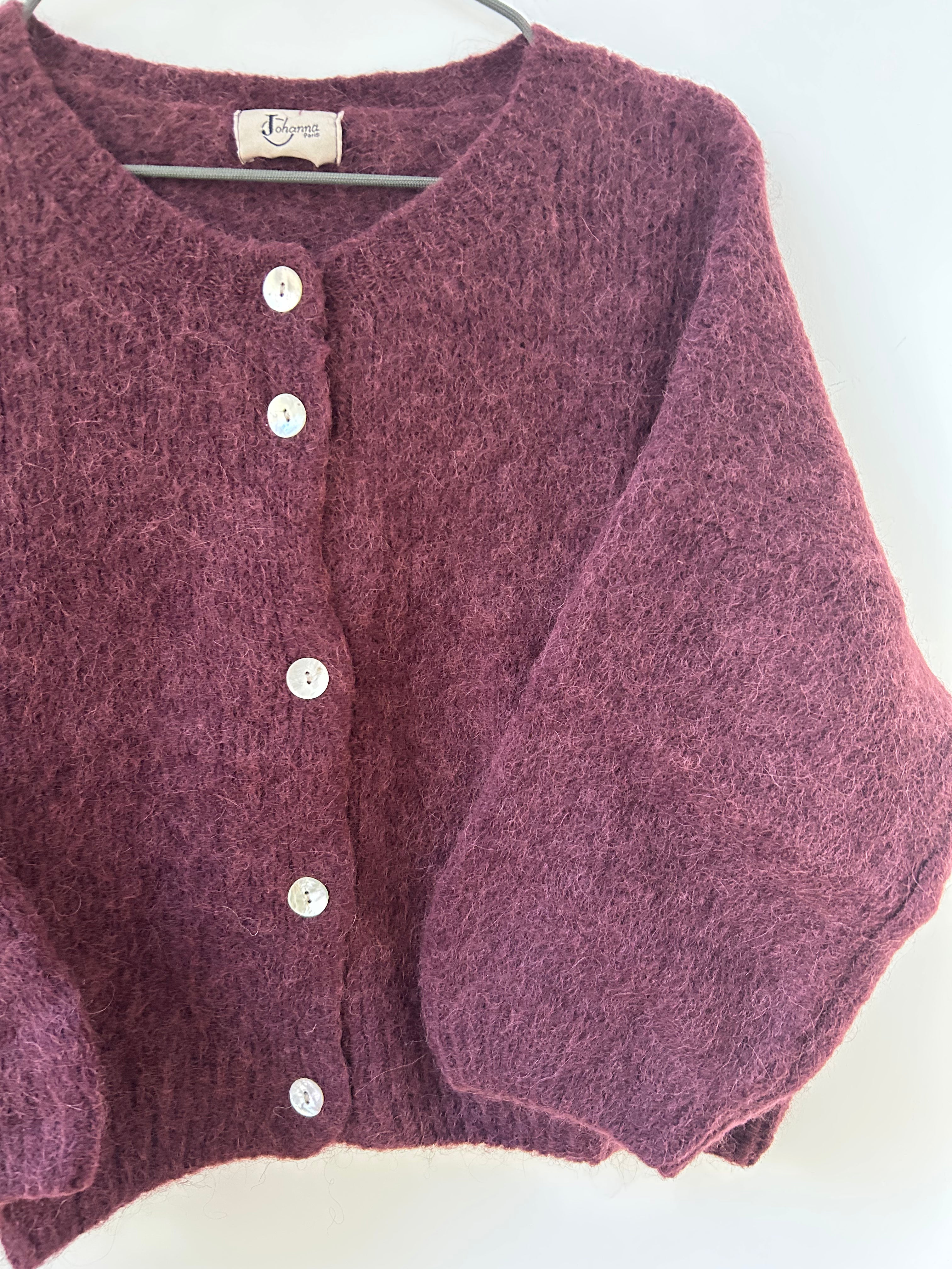 Kurze Strickjacke Cardigan - burgundy