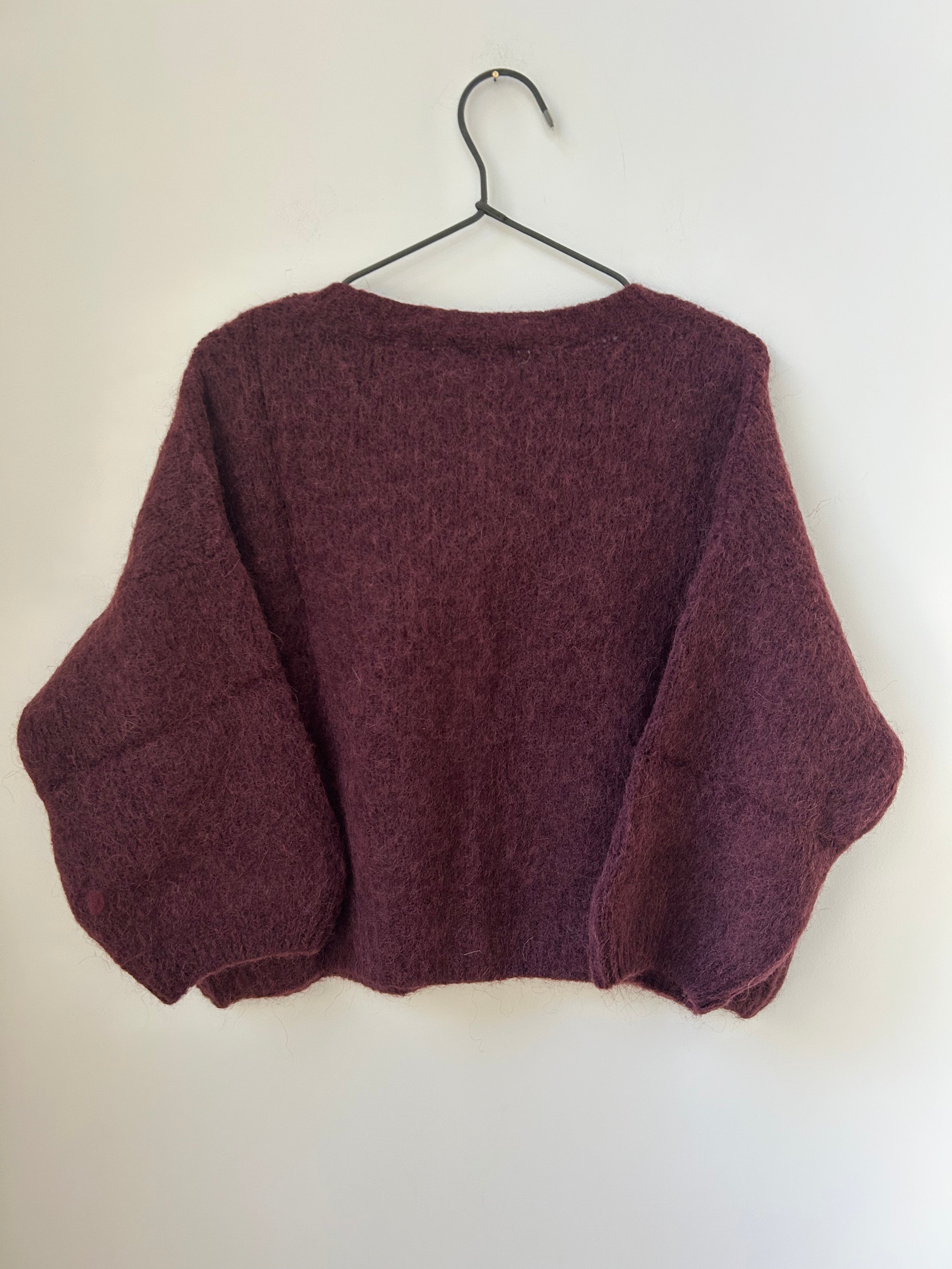 Kurze Strickjacke Cardigan - burgundy