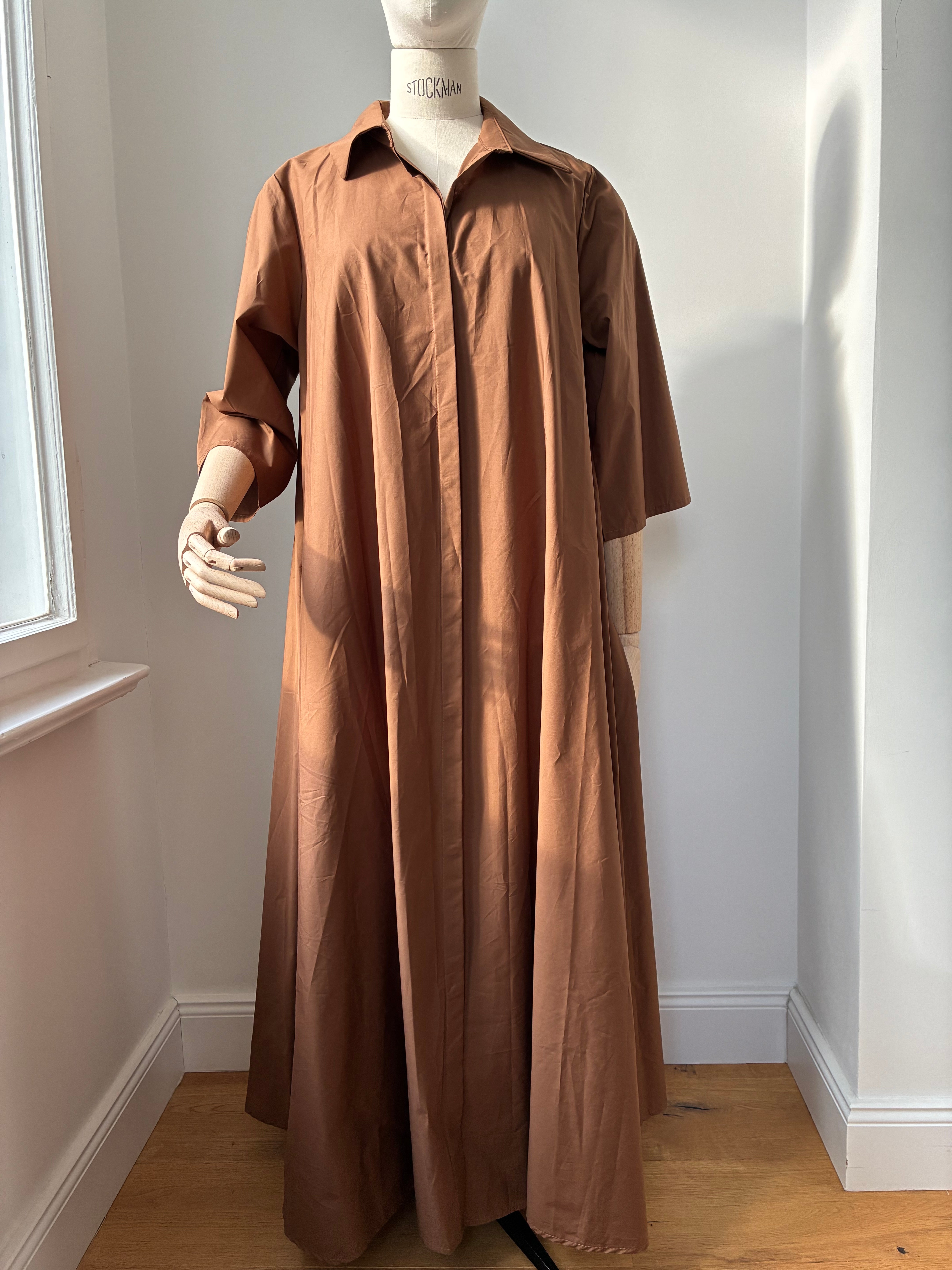 Weites Hemdblusenkleid - braun