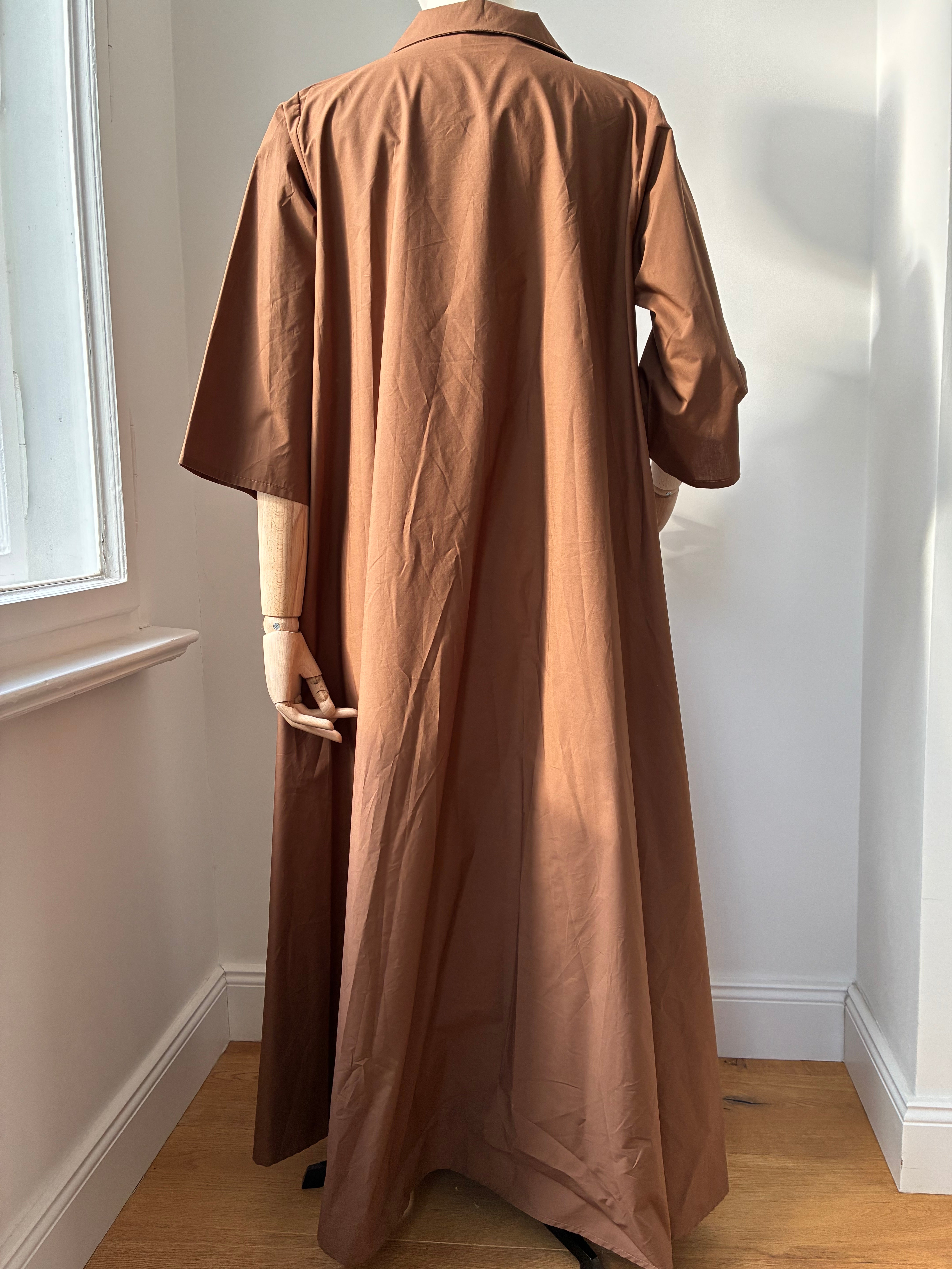 Weites Hemdblusenkleid - braun