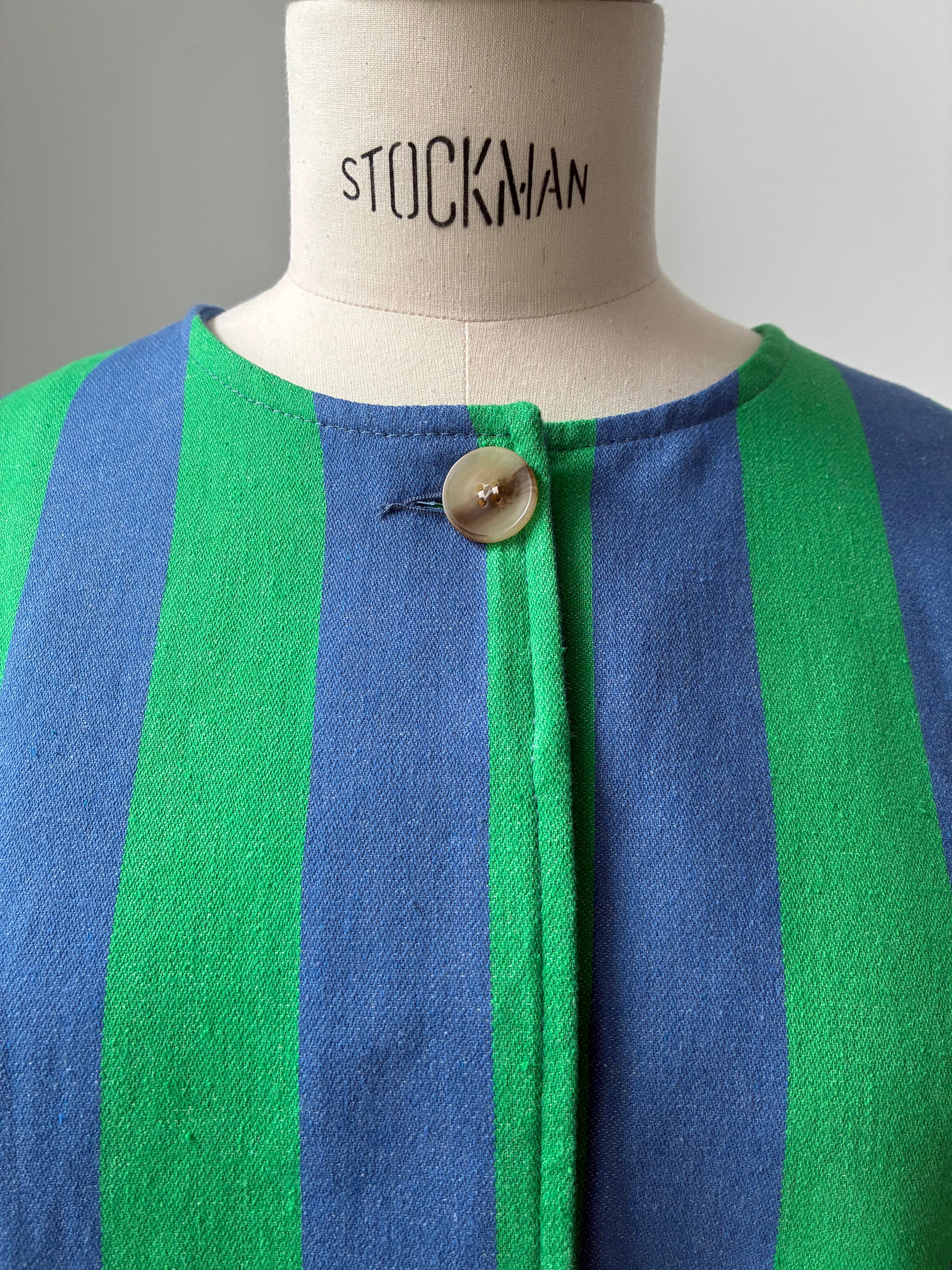 Gestreifte Jacke mit Tuch - blau/grün