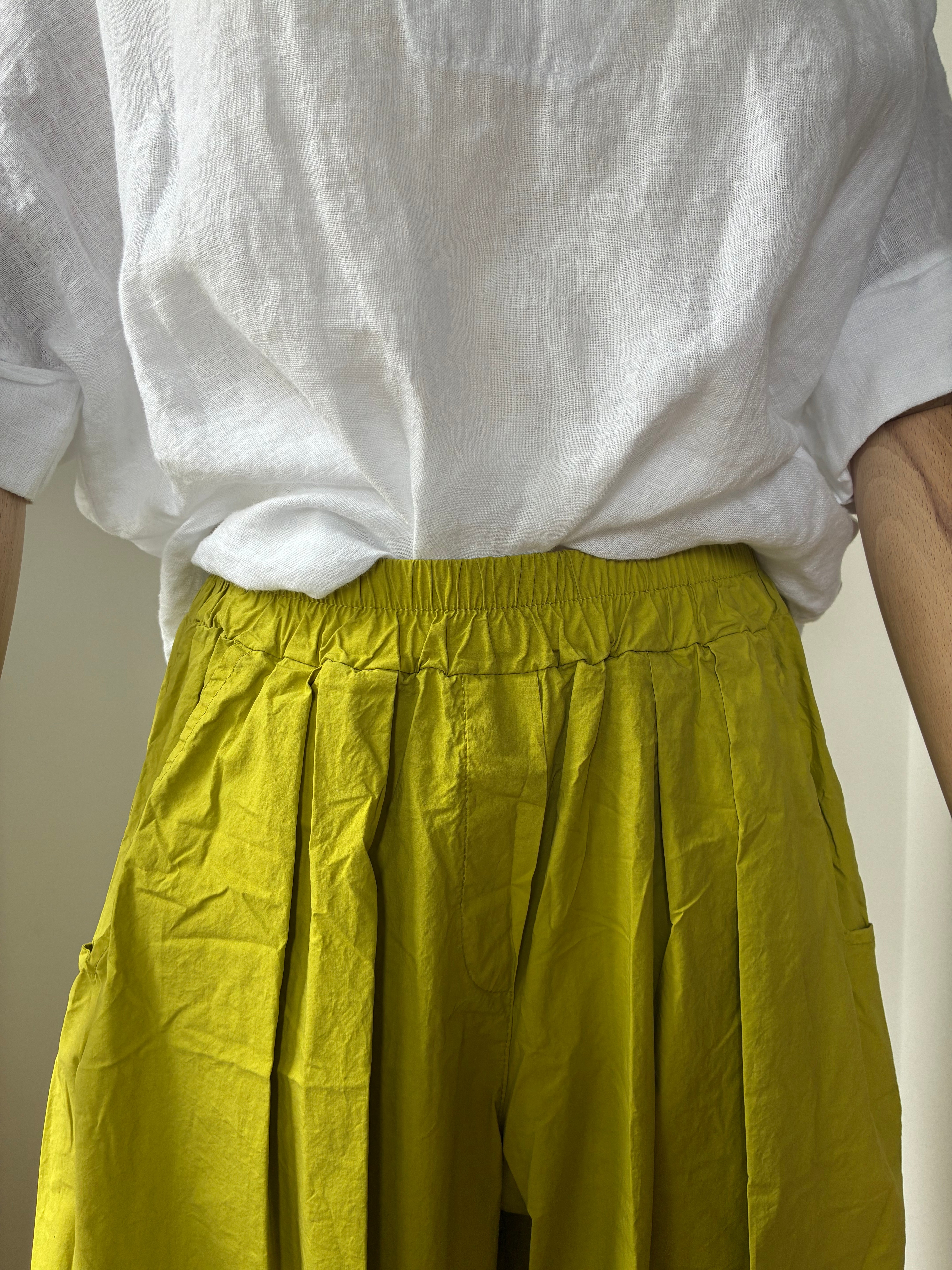 Leichte Culotte Palazzo-Hose - Pistazie