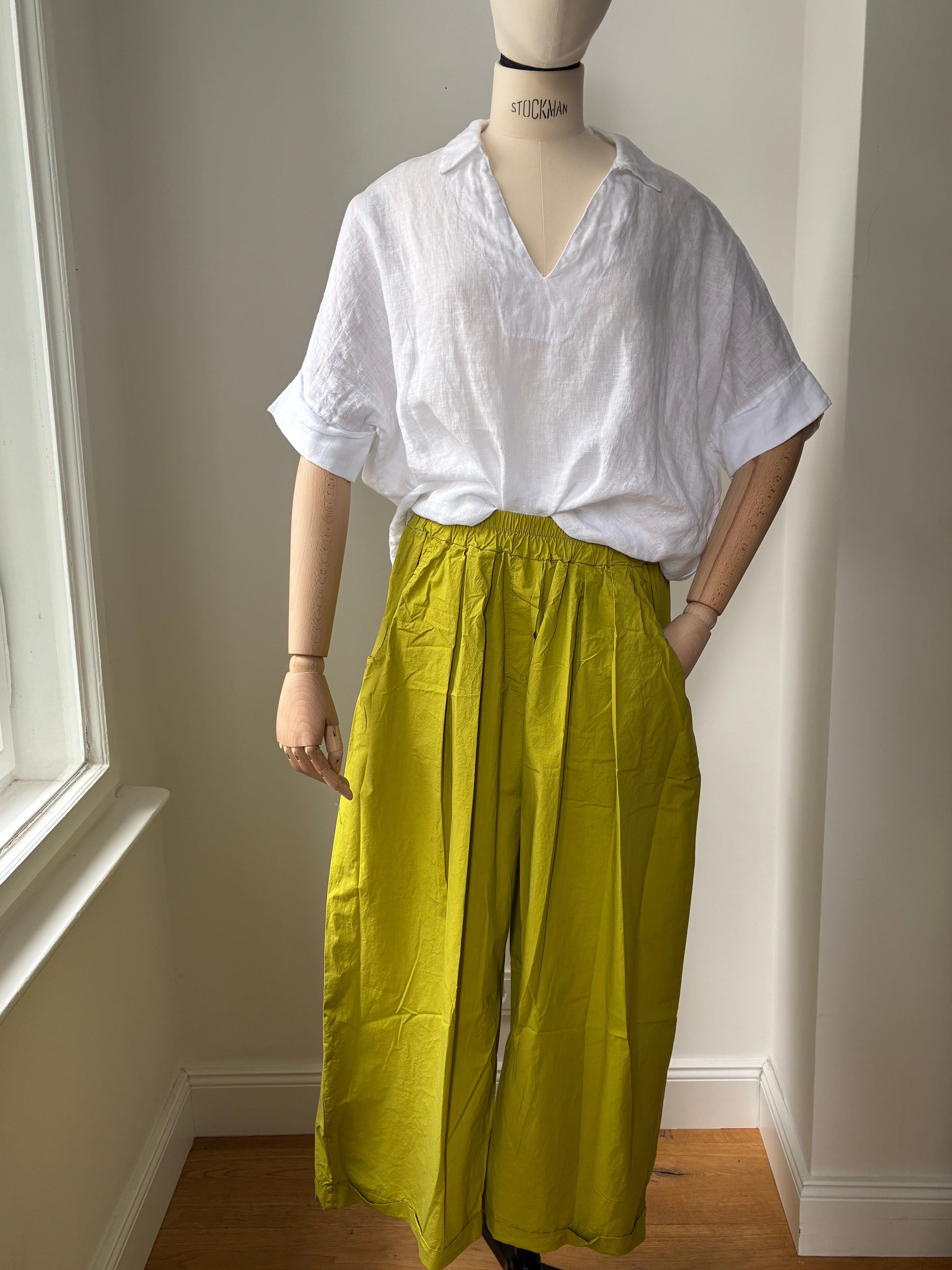 Leichte Culotte Palazzo-Hose - Pistazie