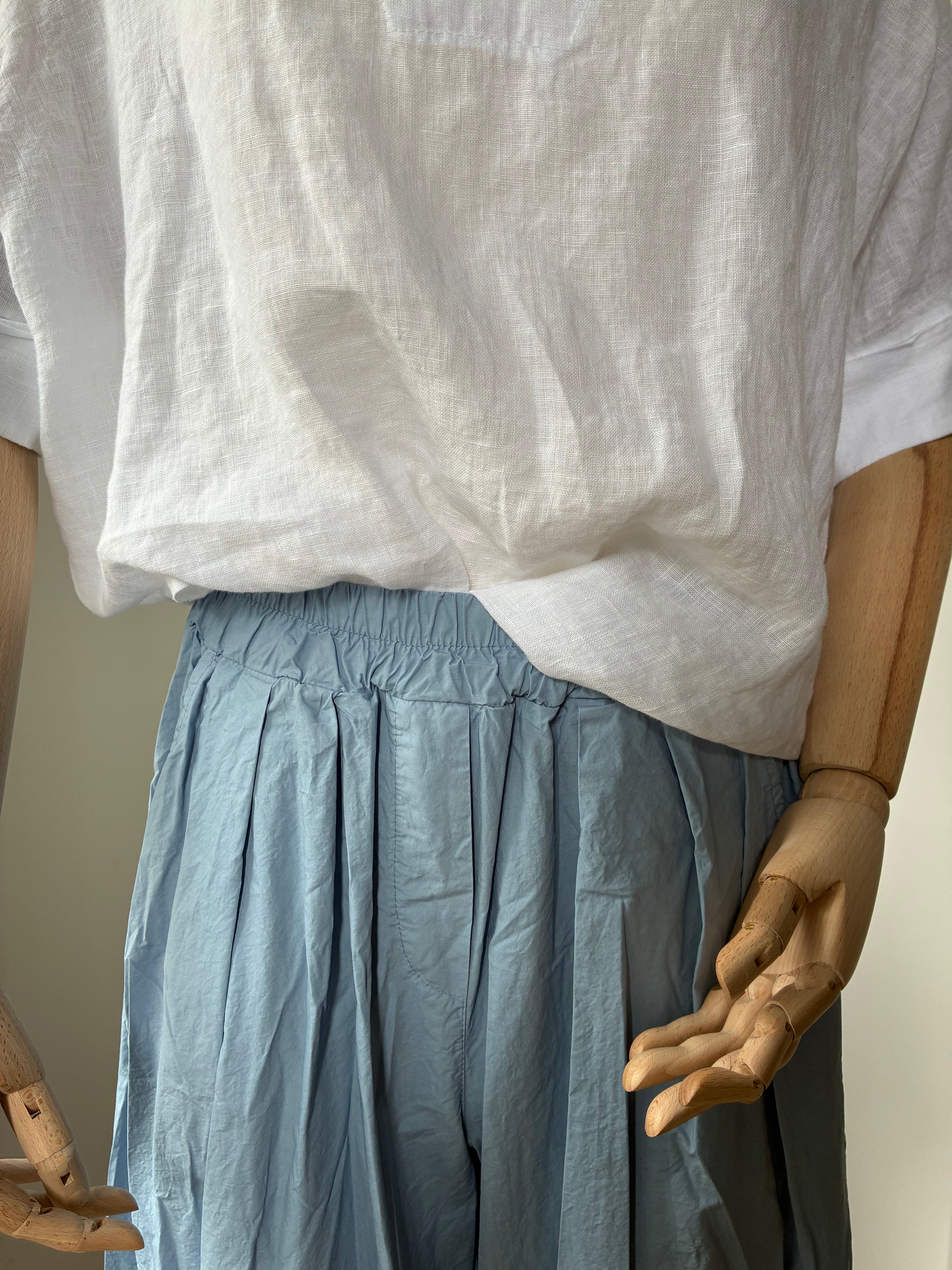 Leichte Culotte Palazzo-Hose - taubenblau