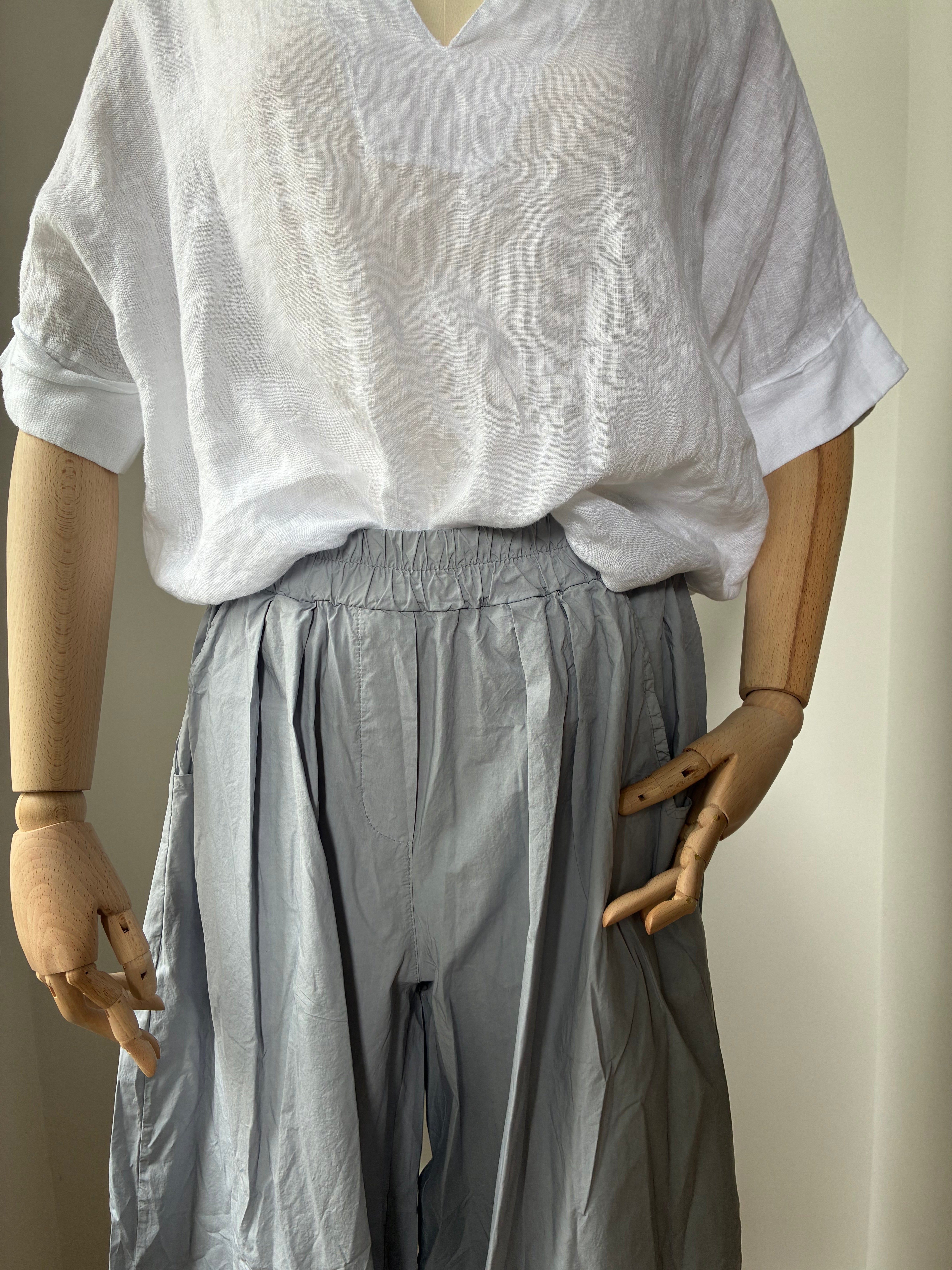 Leichte Culotte Palazzo-Hose - hellgrau